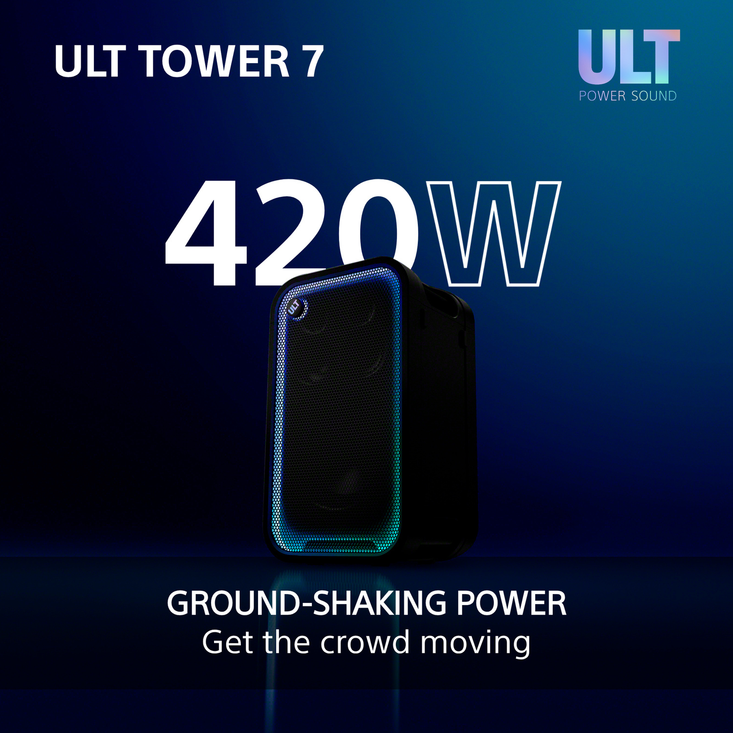 Sony SRSULT700.CEL Wireless ULT Tower 7 Deep Bass Party Speaker with 360 Party sound & DJ Input - Black full image