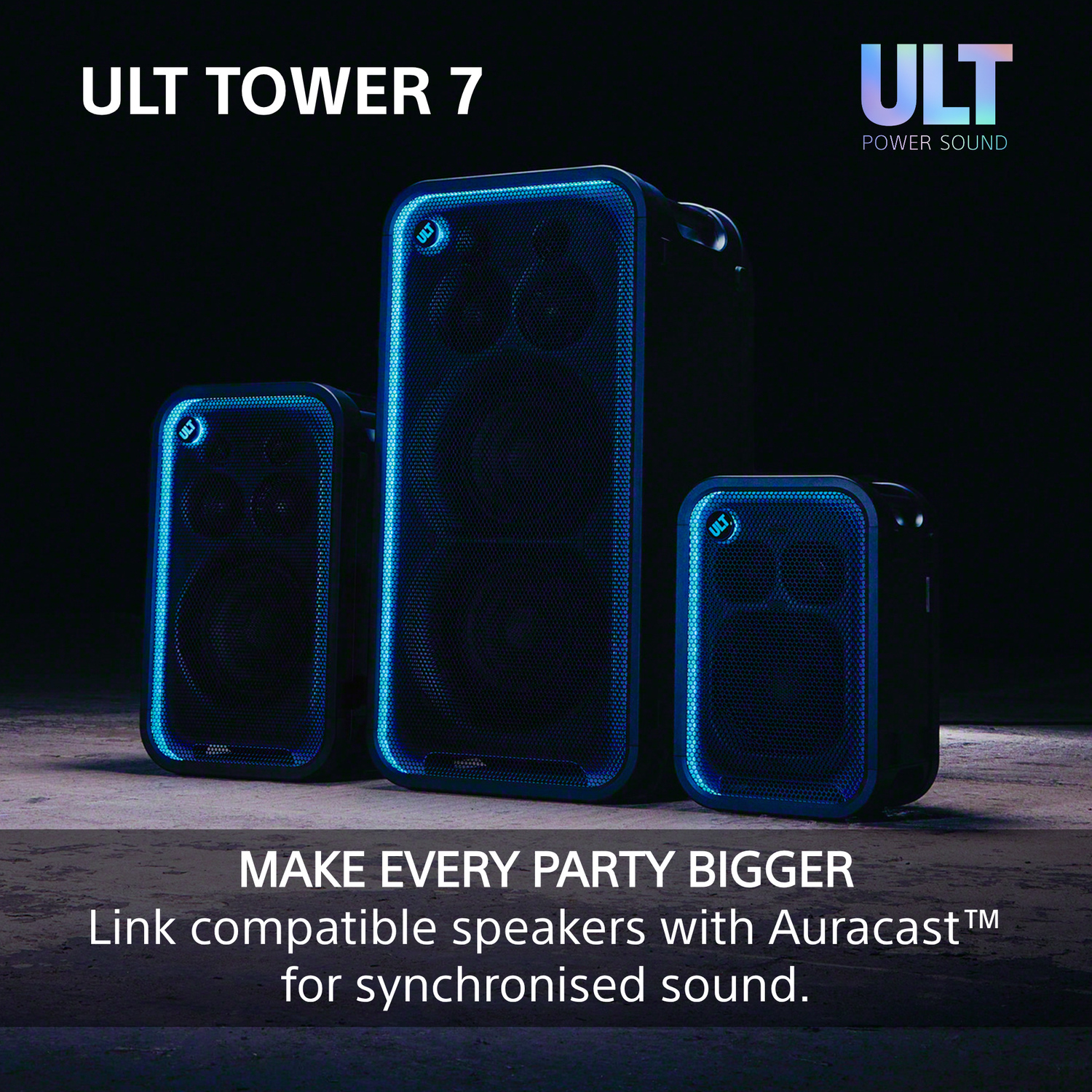 Sony SRSULT700.CEL Wireless ULT Tower 7 Deep Bass Party Speaker with 360 Party sound & DJ Input - Black full image