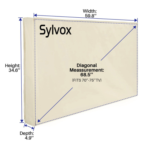 Sylvox OT75A1 Waterproof Outdoor TV Cover â€“ Heavy-Duty All Weather Protection for 70-75" Screens