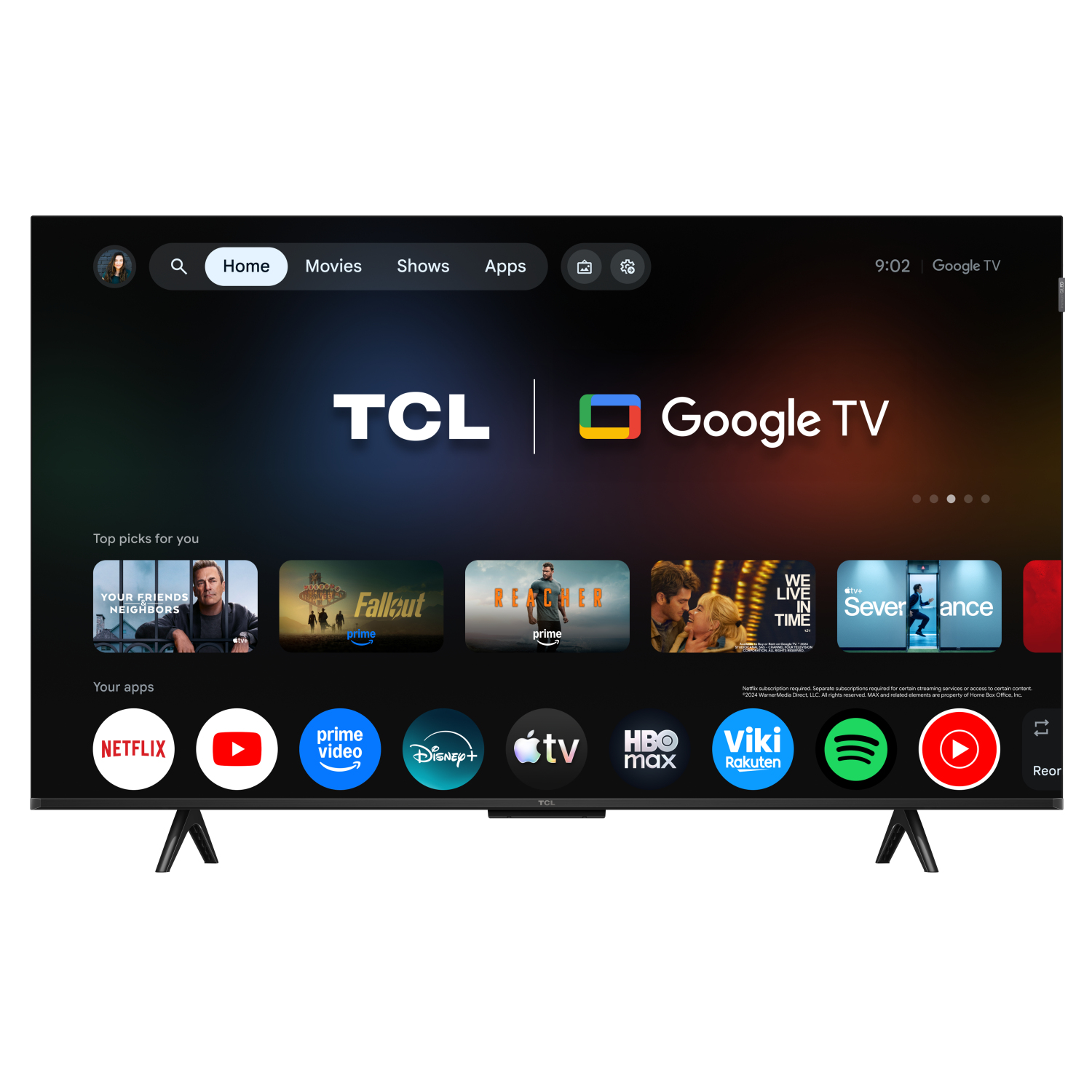 TCL 43P7L-UK 43" 4K HDR QLED Direct LED Google TV - Black full image
