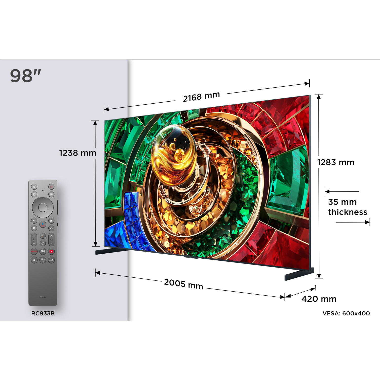 TCL 98RM9L-UK 98" 4K Ultra HD RGB MINI LED Google TV full image