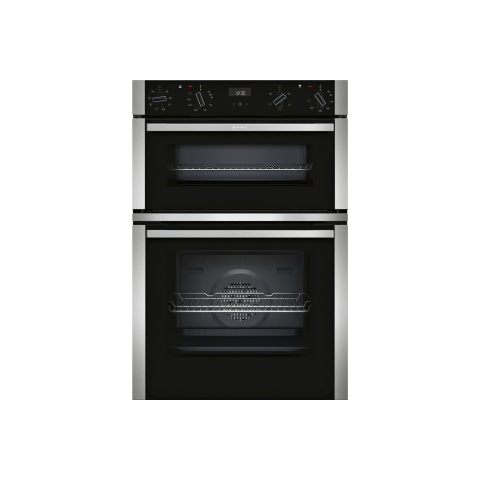 NEFF U1ACE2HN0B 59.4cm Built In Electric CircoTherm Double Oven - Black/Steel