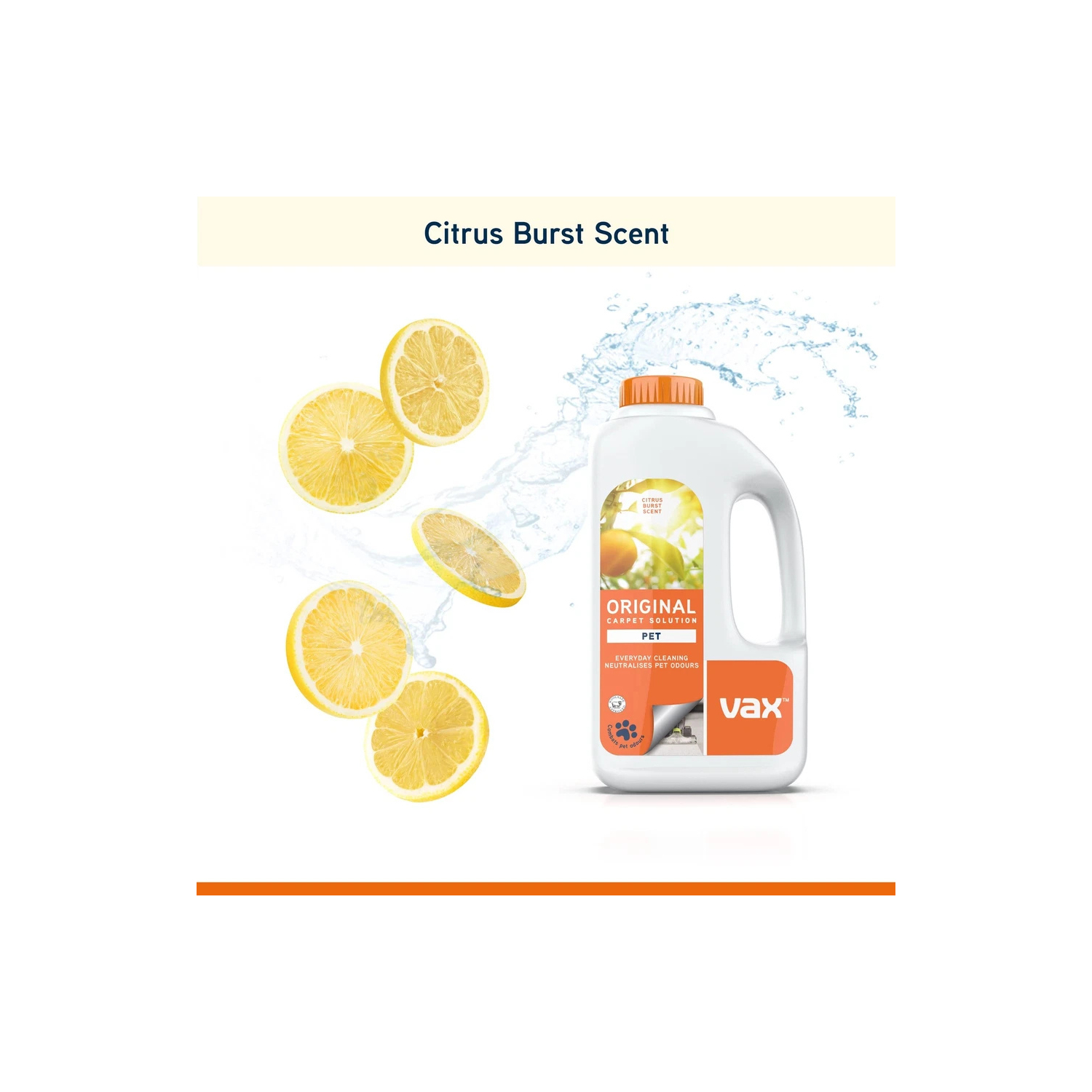 VAX 1-9-142054 Original Pet Carpet Cleaning Solution 1.5L, Citrus burst scent - White full image