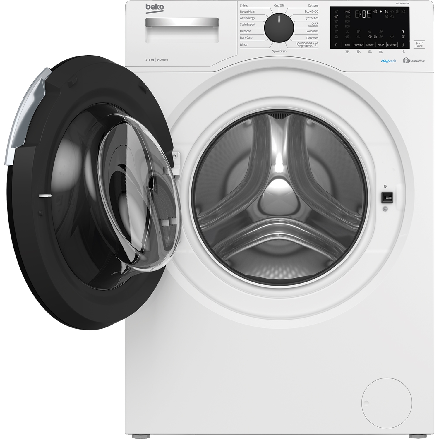 Beko WEC84P64E2W 8kg 1400 Spin Washing Machine with AquaTech - White - 2