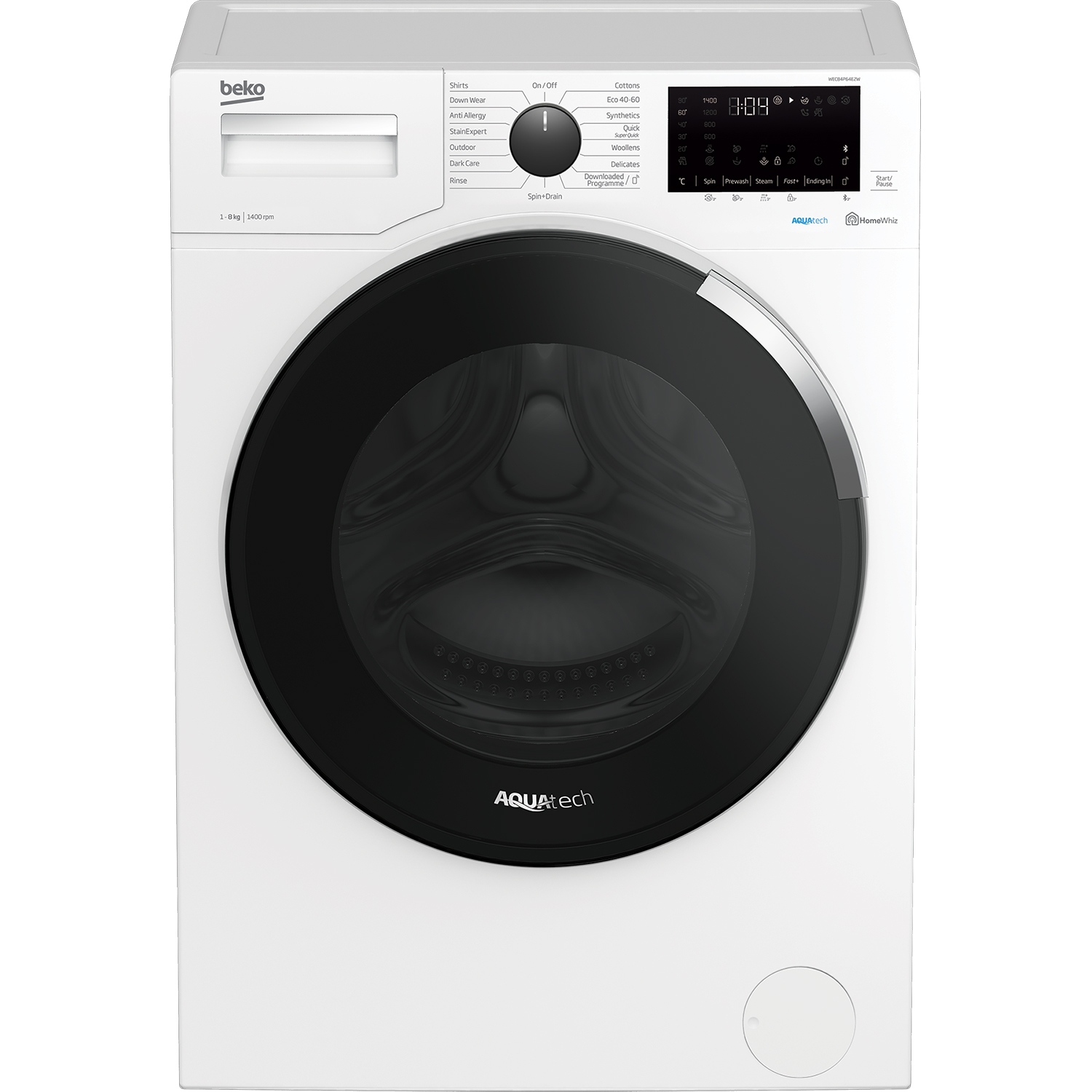 Beko WEC84P64E2W 8kg 1400 Spin Washing Machine with AquaTech - White - 0