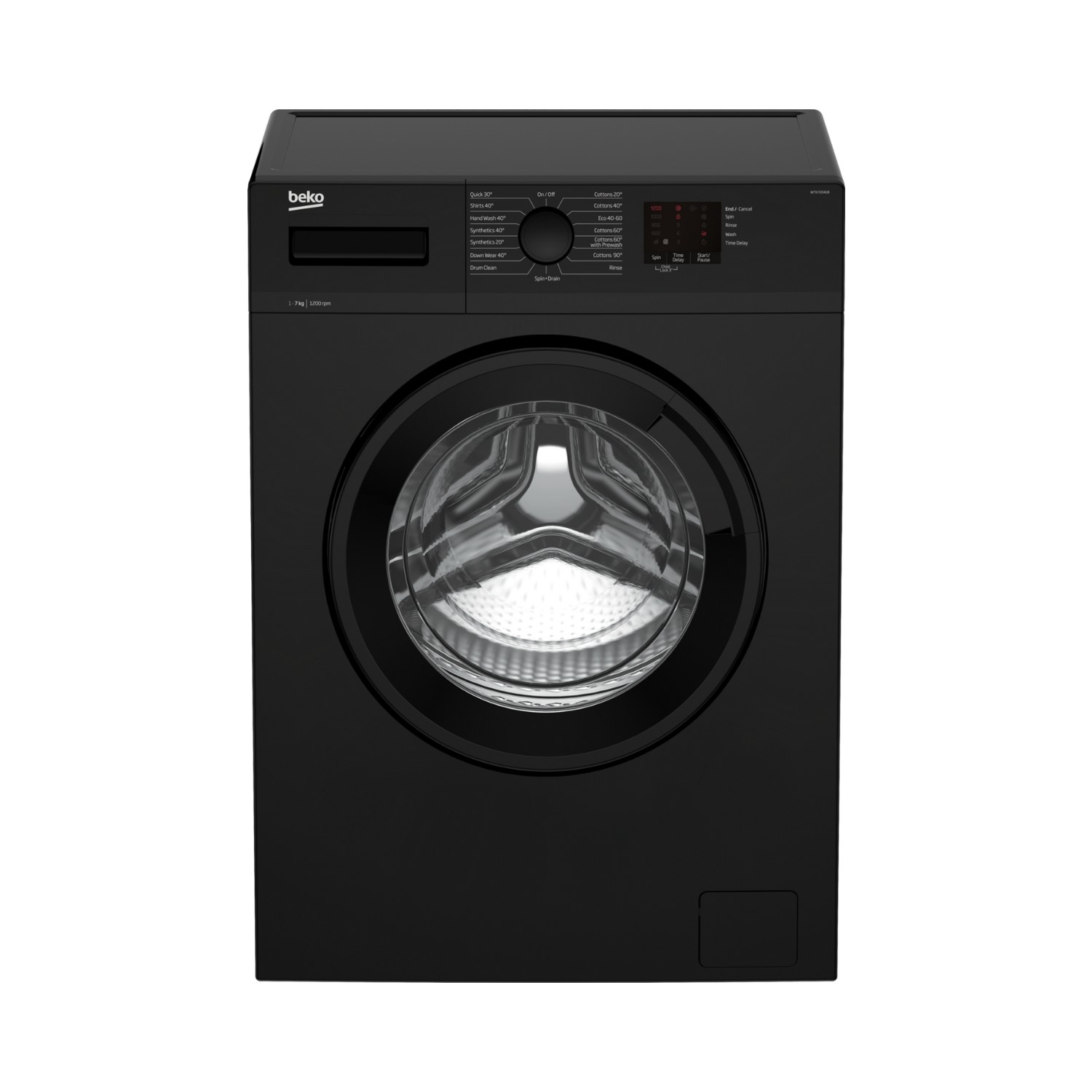 Beko WTK72041B 7kg 1200 Spin Washing Machine with Quick Programme - Black - 0