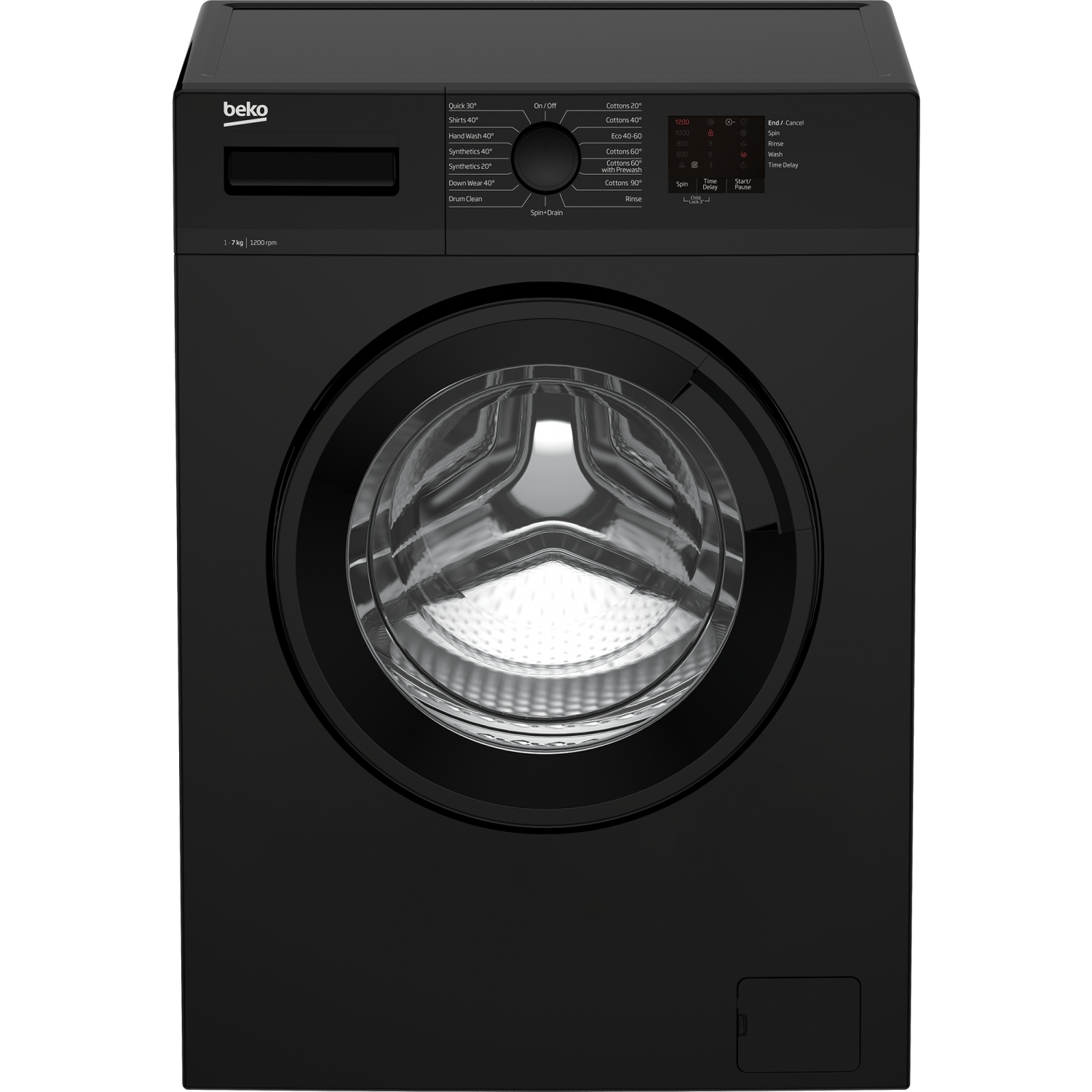 Beko WTK72042B 7kg 1200 Spin Washing Machine with Quick Programme - Black - 0