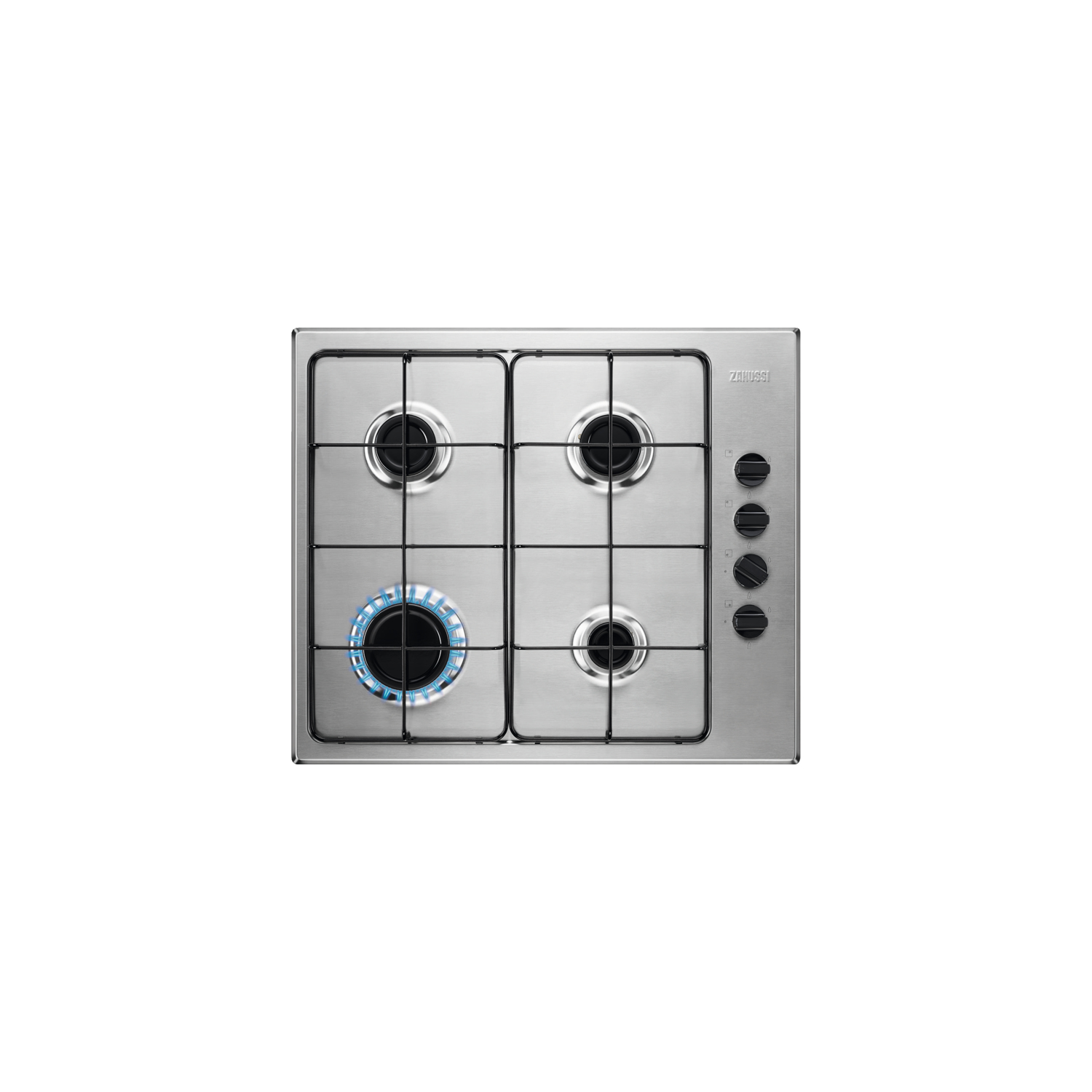 Zanussi ZGNN640X 59.4cm Series 20 Slim side control Integrated Gas Hob - Stainless Steel full image