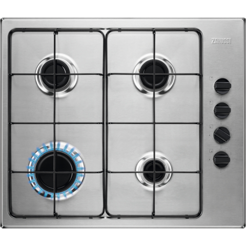 Zanussi ZGNN640X 59.4cm Series 20 Slim side control Integrated Gas Hob - Stainless Steel