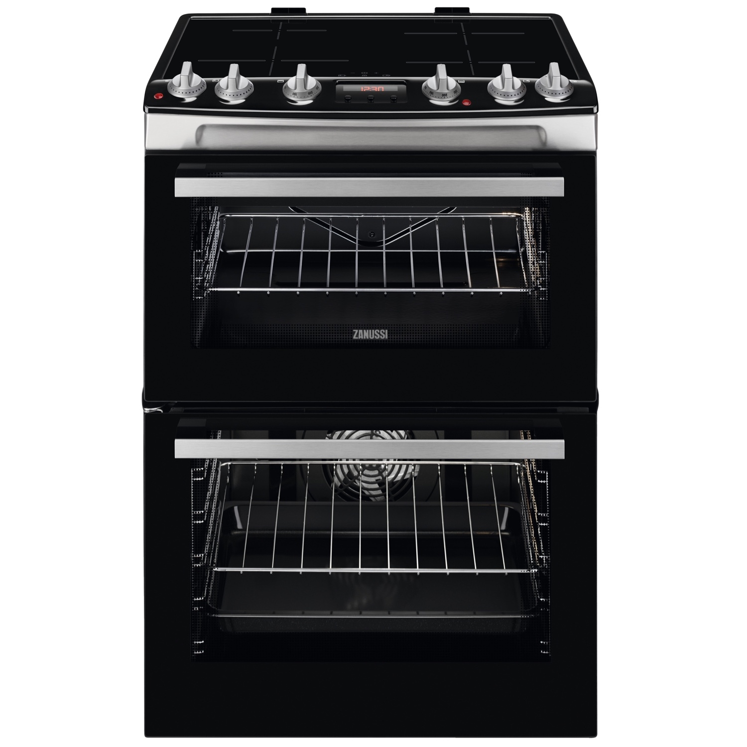 Zanussi ZCI66288XA 60cm Electric Double Oven with Induction Hob - Black and Stainless Steel - 0