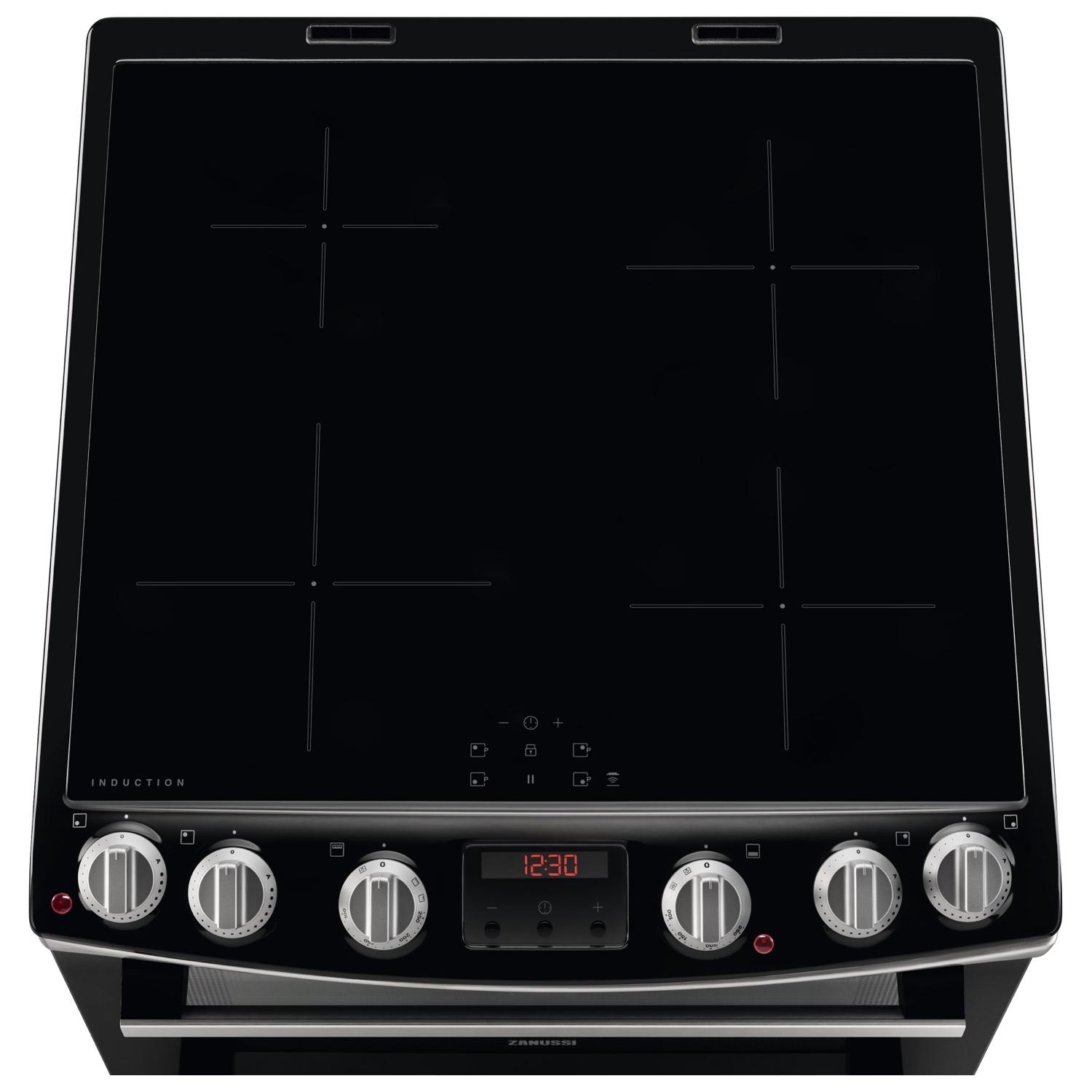 Zanussi ZCI66288XA 60cm Electric Double Oven with Induction Hob - Black and Stainless Steel - 1