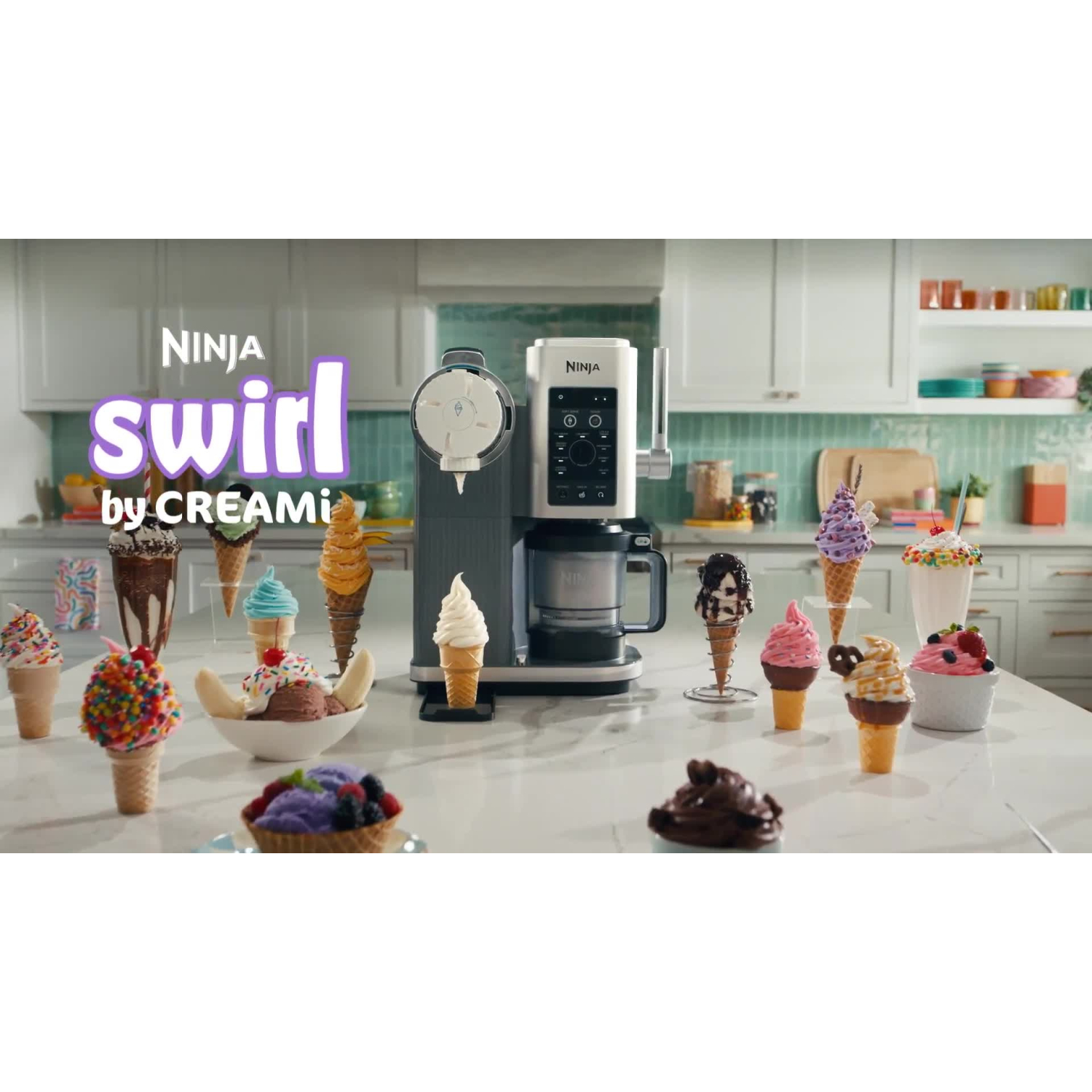 Ninja NC701UK Swirl by CREAMi 13-in-1 Soft Serve & Ice Cream Maker - Platinum Silver full image