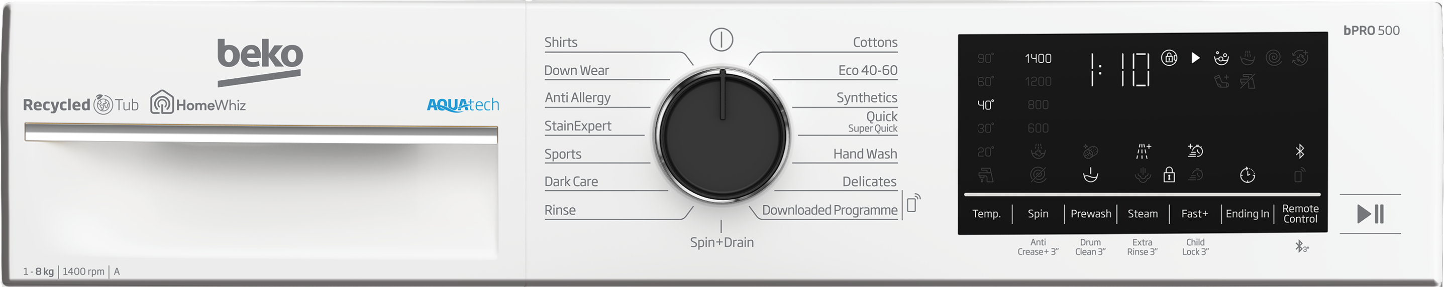 Beko B5W58410AW 8kg 1400 Spin Washing Machine - White thumbnail image