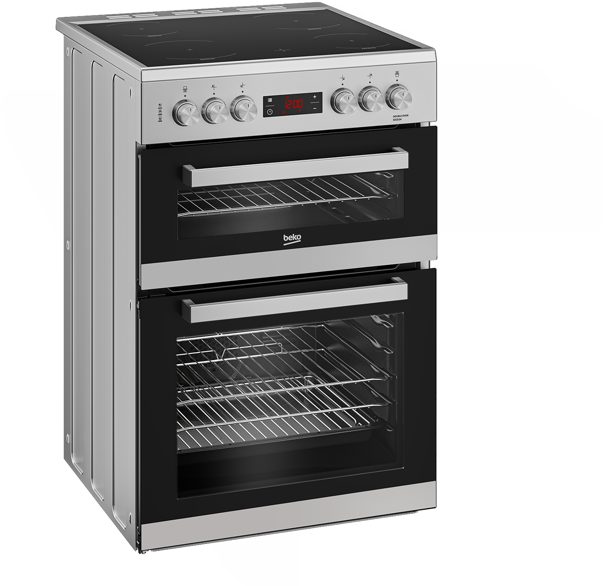 Beko EDC634S 60cm Double Oven Electric Cooker with Ceramic Hob - Silver thumbnail image