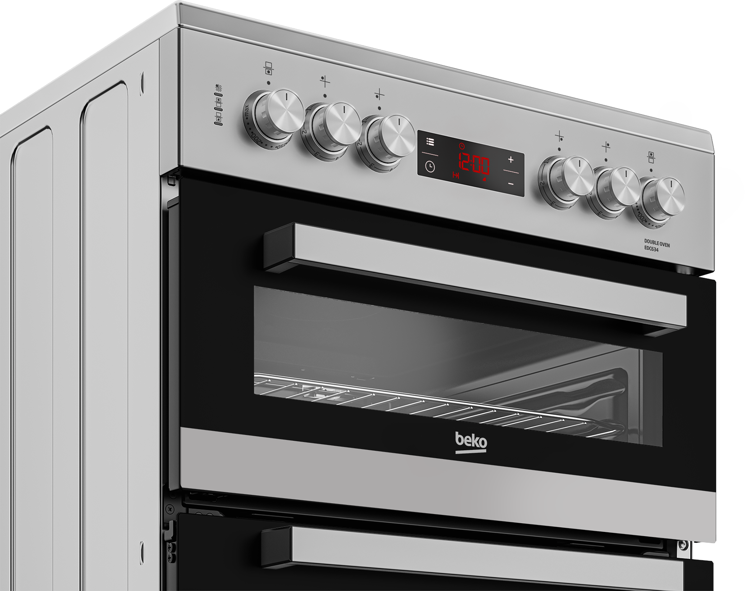 Beko EDC634S 60cm Double Oven Electric Cooker with Ceramic Hob - Silver thumbnail image