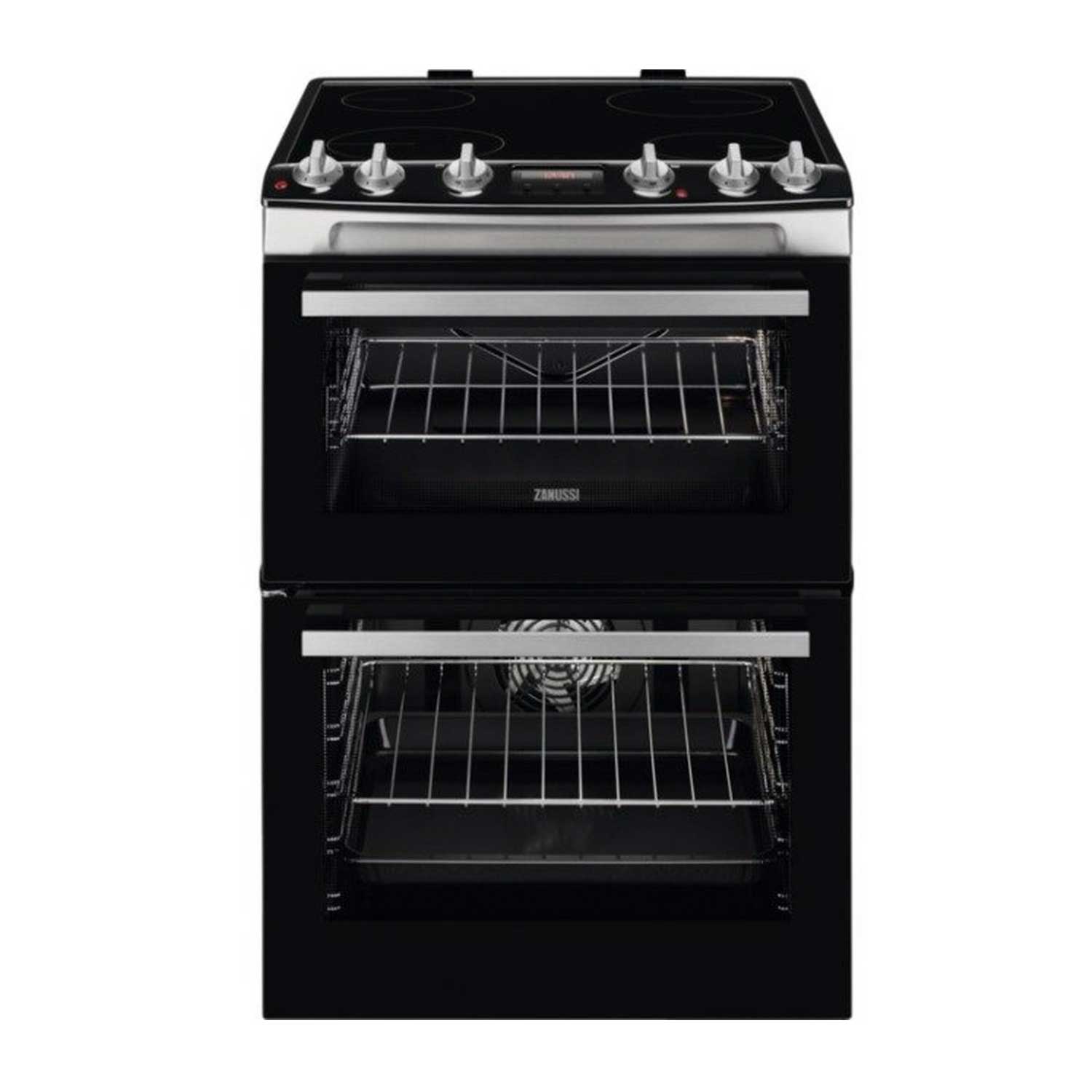 Zanussi ZCV66078XA 60cm Electric Double Oven with Ceramic Hob - Stainless Steel thumbnail image