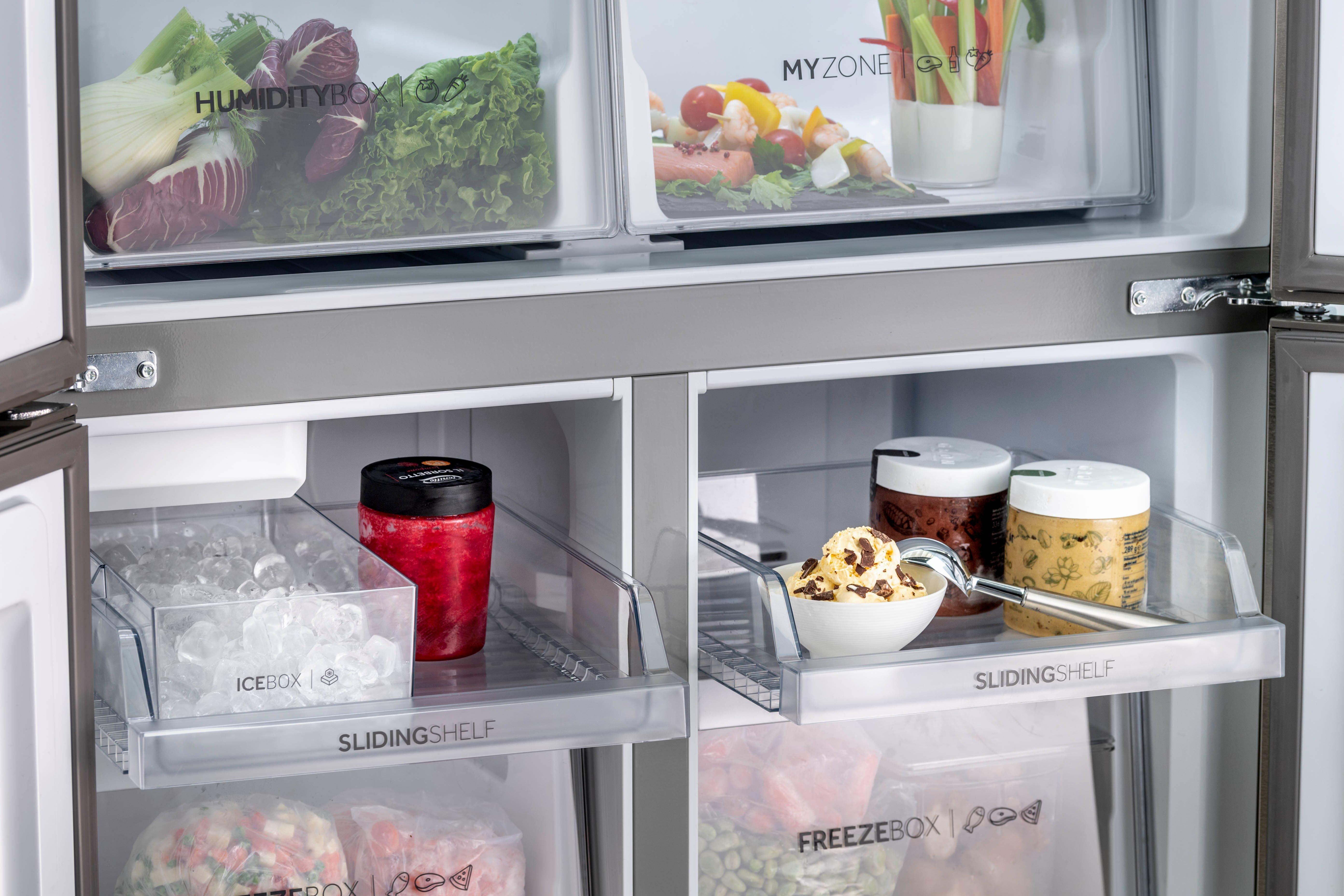 Haier HTF_520IP7 90.5cm Frost Free American Style Fridge Freezer - Platinum Inox thumbnail image