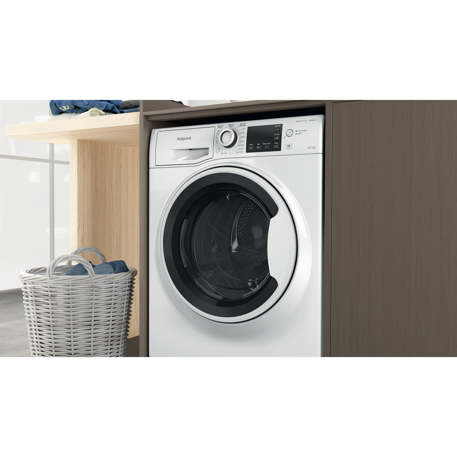 Hotpoint NDBE9635WUK 9kg/6kg 1400 Spin Washer Dryer - White thumbnail image
