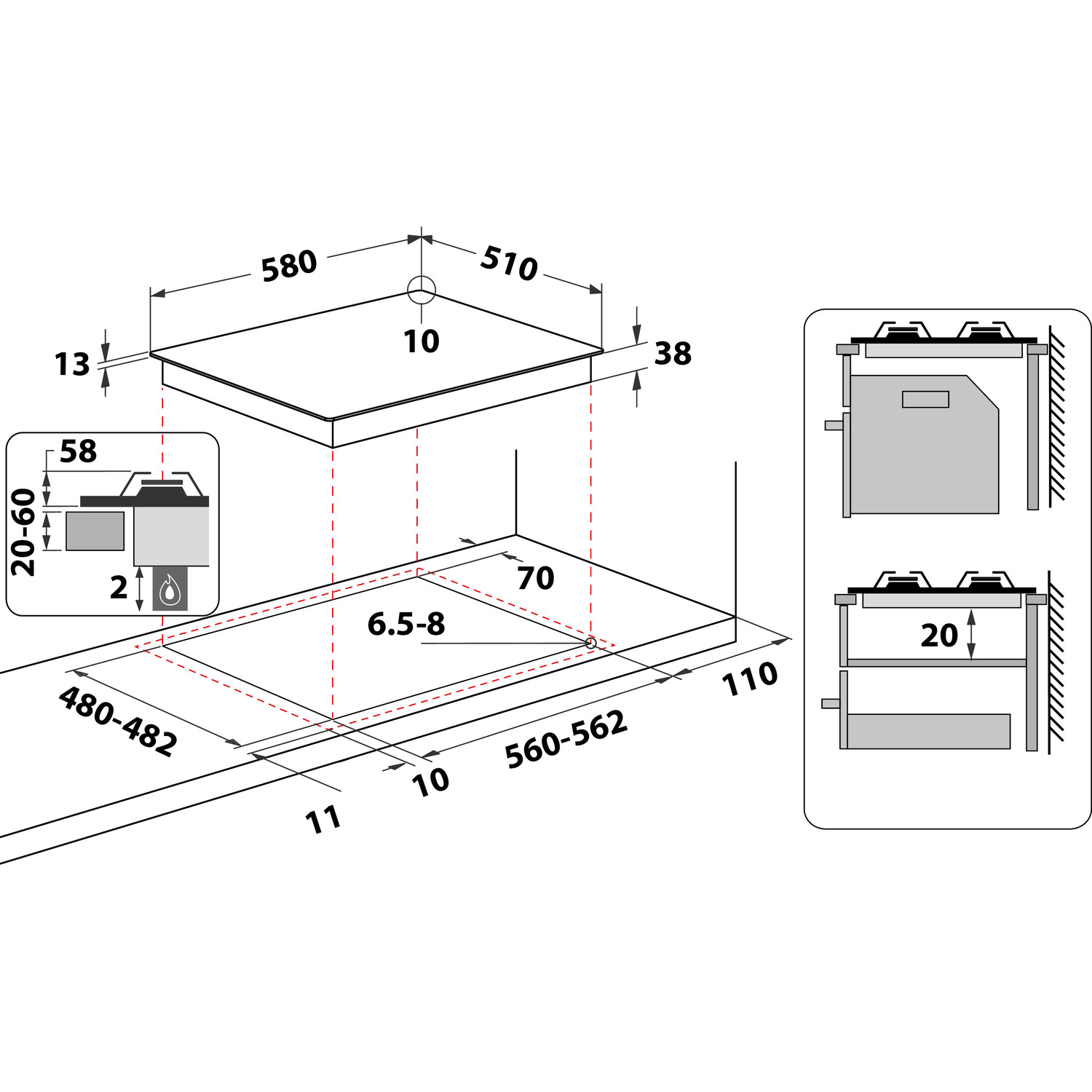 Hotpoint PPH60PFIXUK 59cm Gas Hob - Stainless Steel thumbnail image