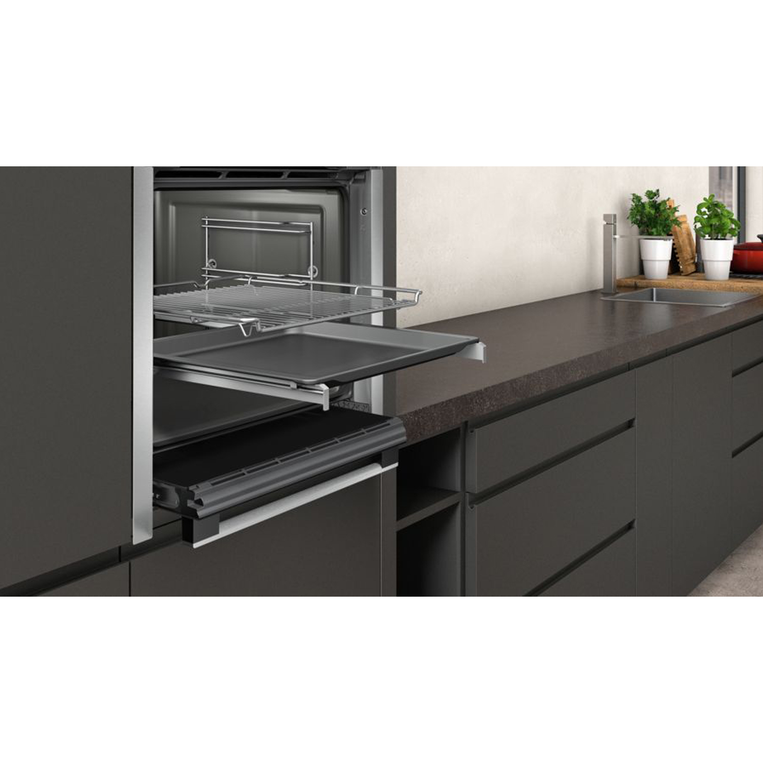 NEFF B3ACE4HN0B Slide & Hide 59.4cm Built In Electric Single Oven - Stainless Steel thumbnail image