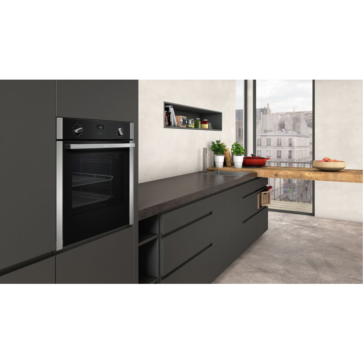 NEFF B3ACE4HN0B Slide & Hide 59.4cm Built In Electric Single Oven - Stainless Steel thumbnail image