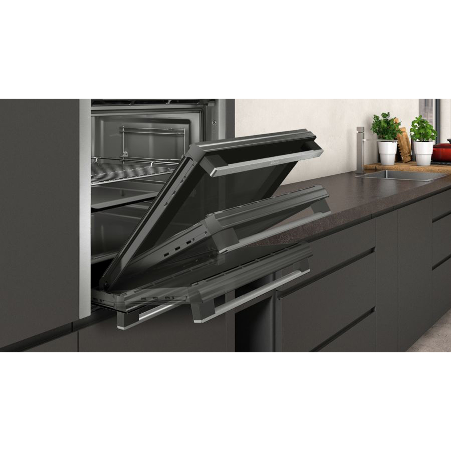 NEFF B3ACE4HN0B Slide & Hide 59.4cm Built In Electric Single Oven - Stainless Steel thumbnail image