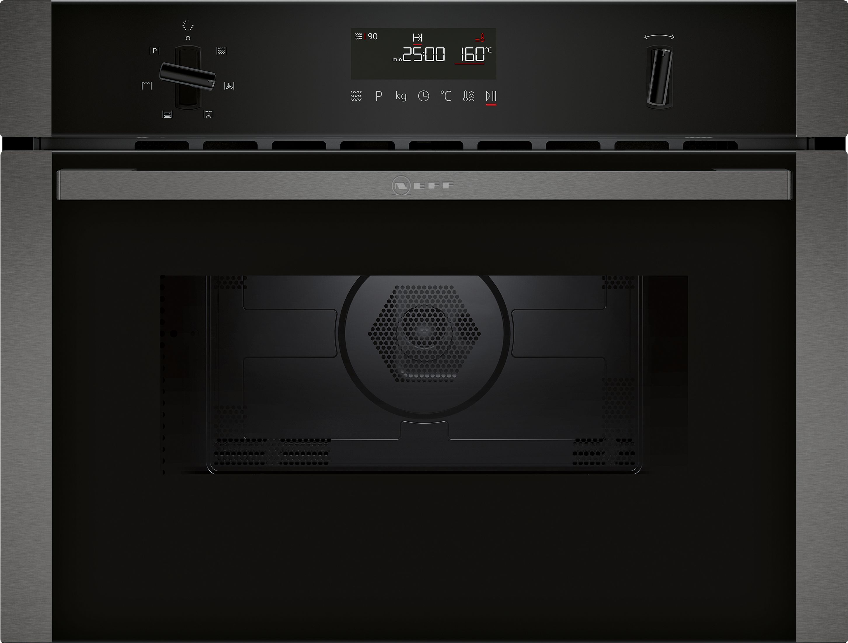 NEFF C1AMG84G0B 44 Litres Built In Microwave Oven with Hot Air - Black with Graphite Trim thumbnail image