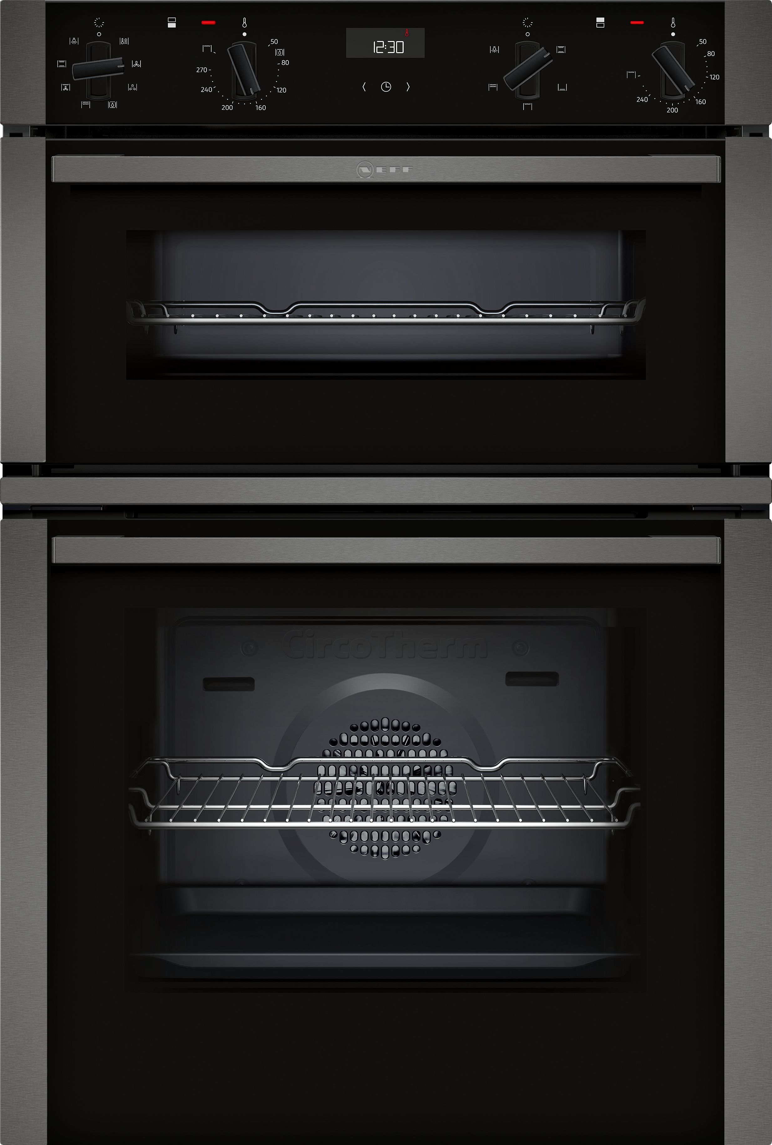 NEFF U1ACE2HG0B 59.4cm Built In Electric Double Oven - Black with Graphite Trim thumbnail image