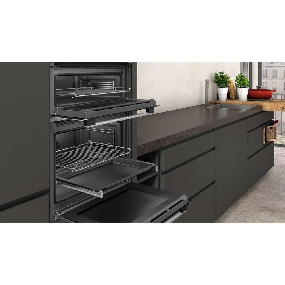 NEFF U1ACE2HN0B 59.4cm Built In Electric CircoTherm Double Oven - Black/Steel thumbnail image
