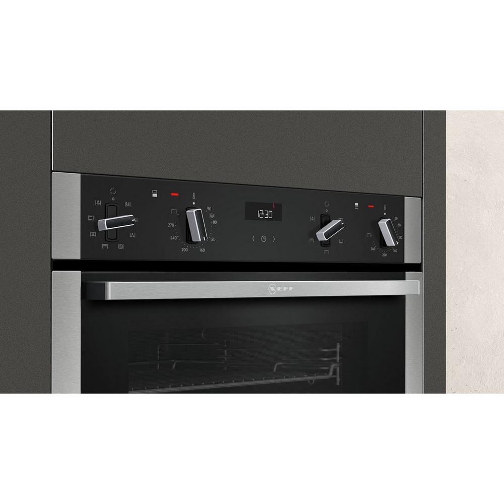 NEFF U1ACE2HN0B 59.4cm Built In Electric CircoTherm Double Oven - Black/Steel thumbnail image