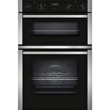 NEFF U1ACE2HN0B 59.4cm Built In Electric CircoTherm Double Oven - Black/Steel thumbnail image