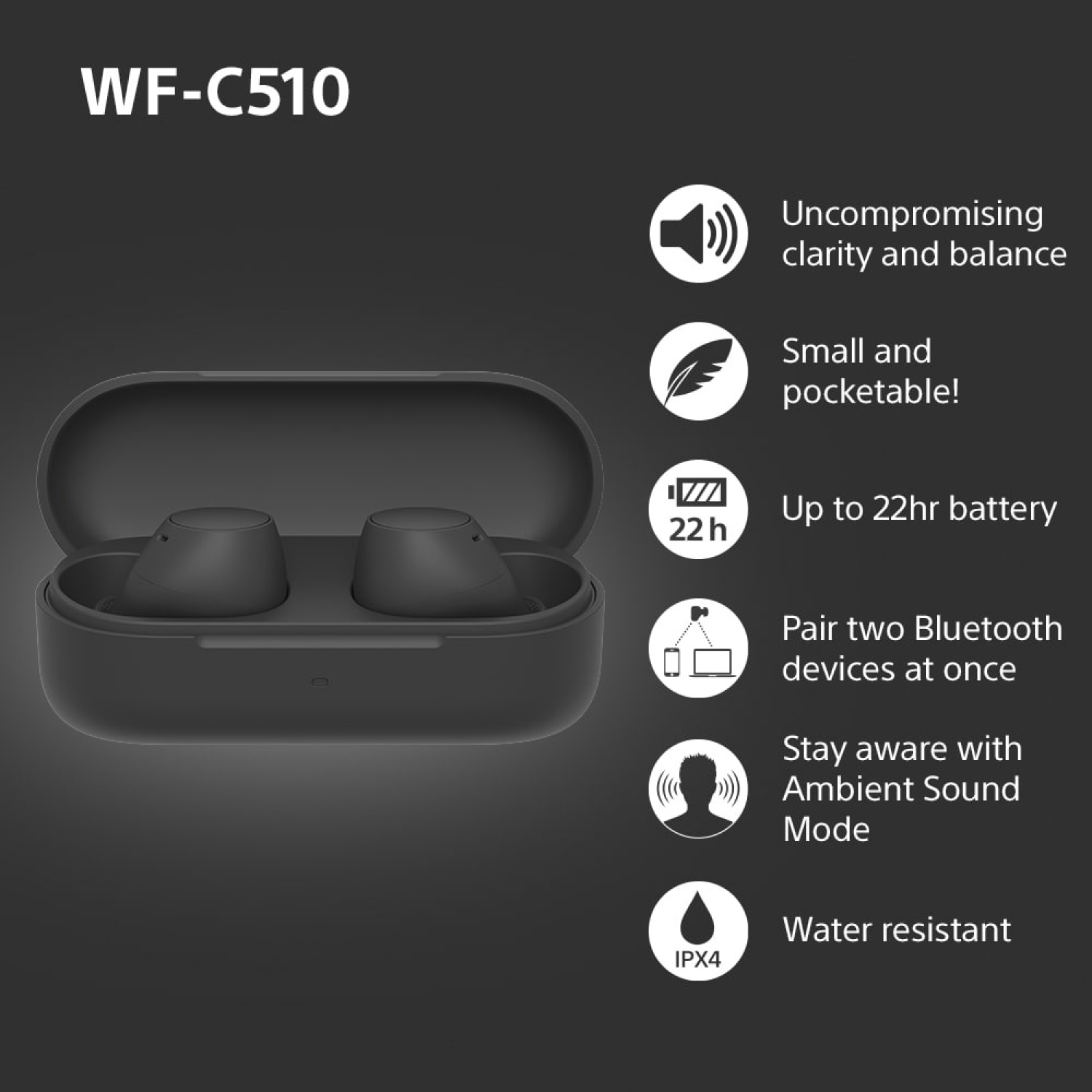 Sony WFC510B.CE7 Wireless In ear headphones - Black thumbnail image