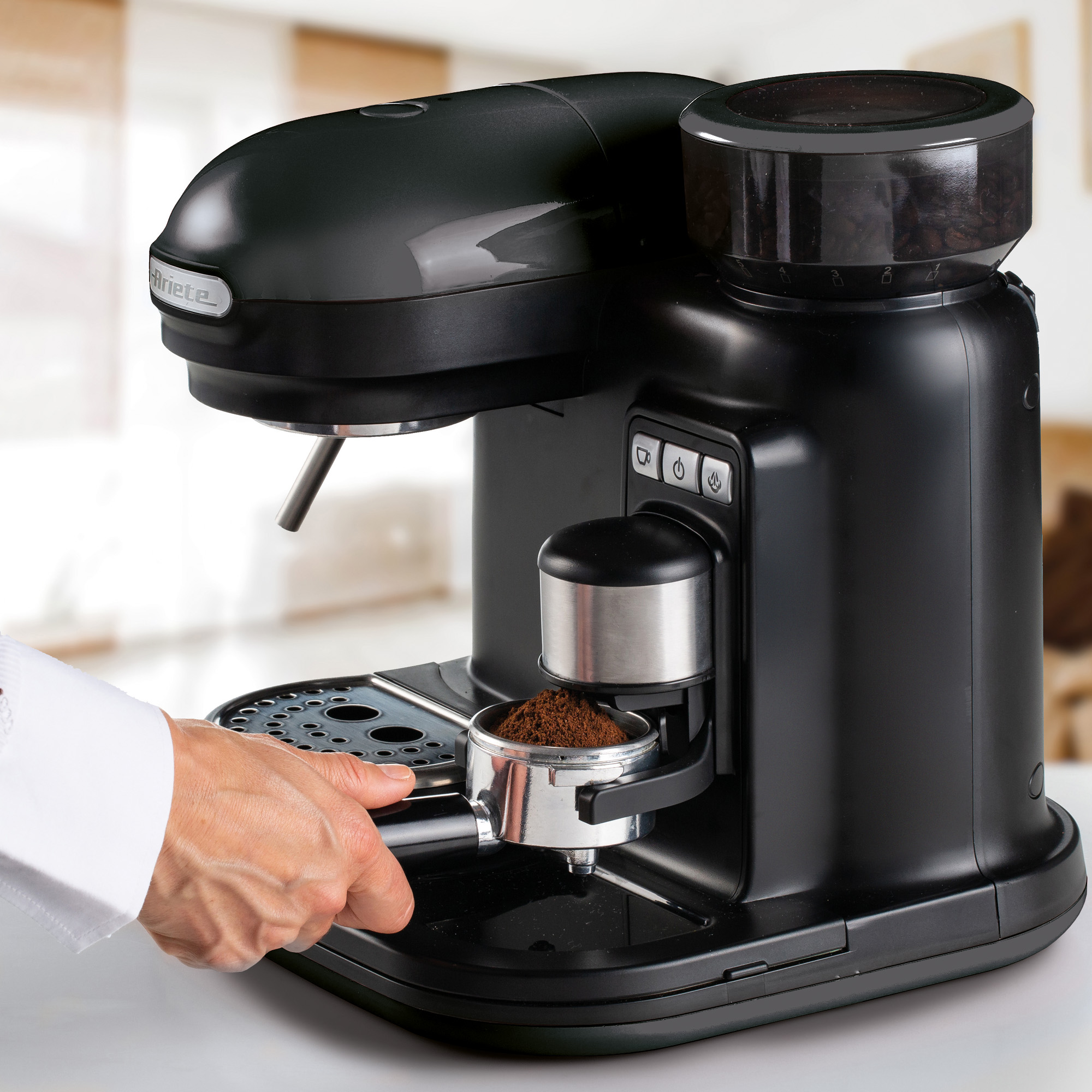 Ariete AR1319 Moderna Espresso Coffee Machine with Grinder - Black thumbnail image