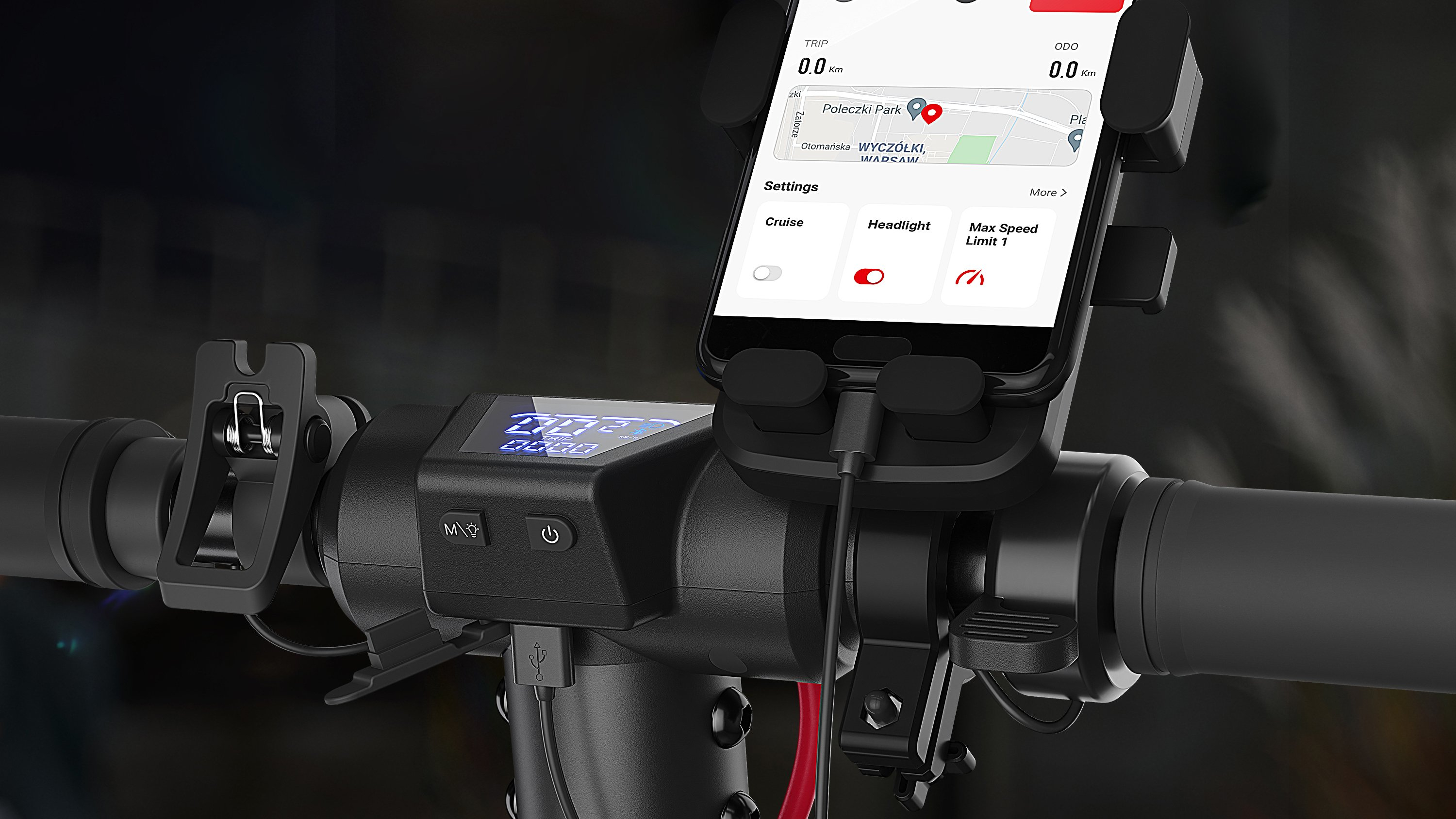 Sharp EM-PH1AEU-B Kick Scooter Mobile Phone Holder - Black thumbnail image