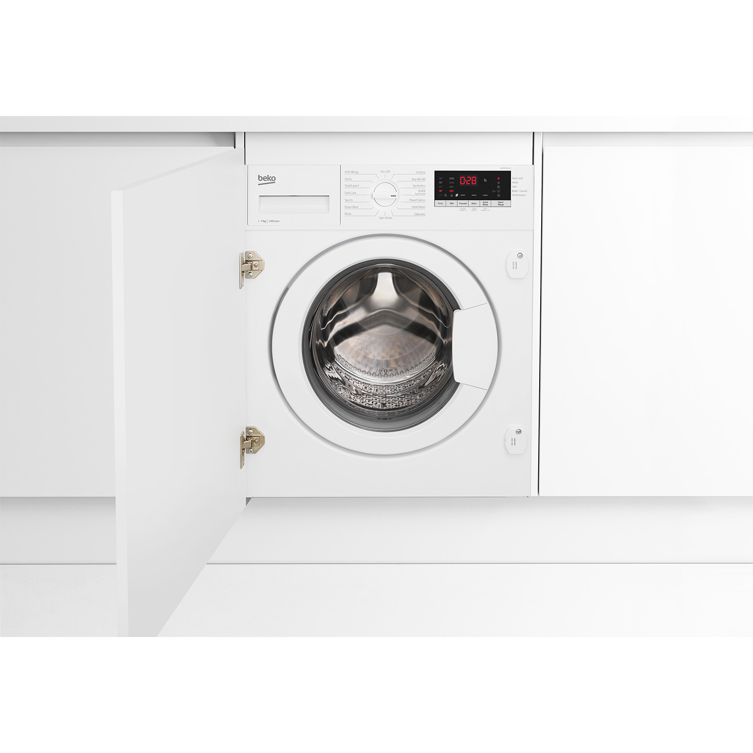 Beko WTIK74151F 7kg 1400 Spin Integrated RecycledTub Washing Machine - White thumbnail image