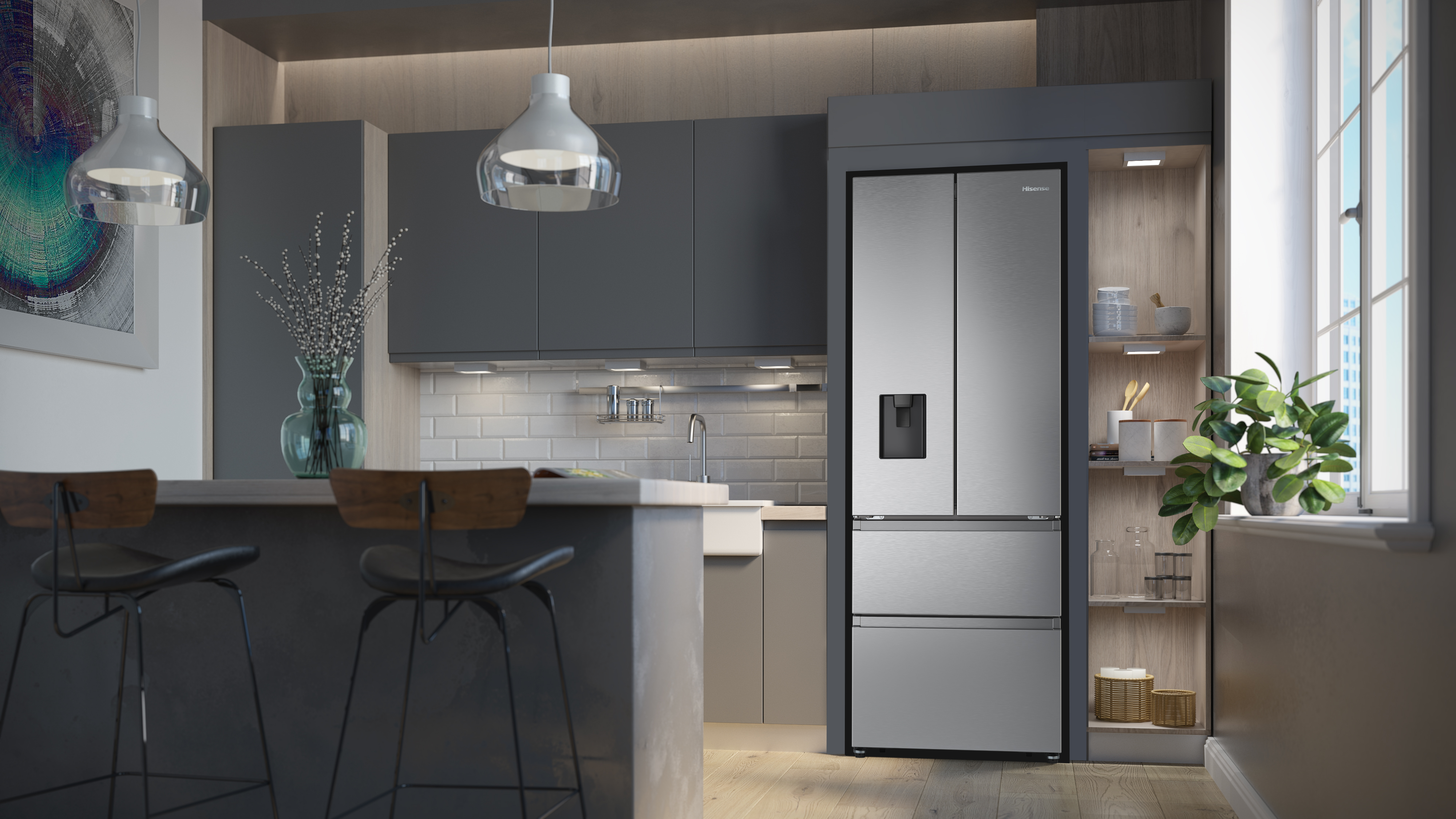Hisense RF632N4WIF 70.4cm 50/50 Frost Free Fridge Freezer - Stainless Steel thumbnail image