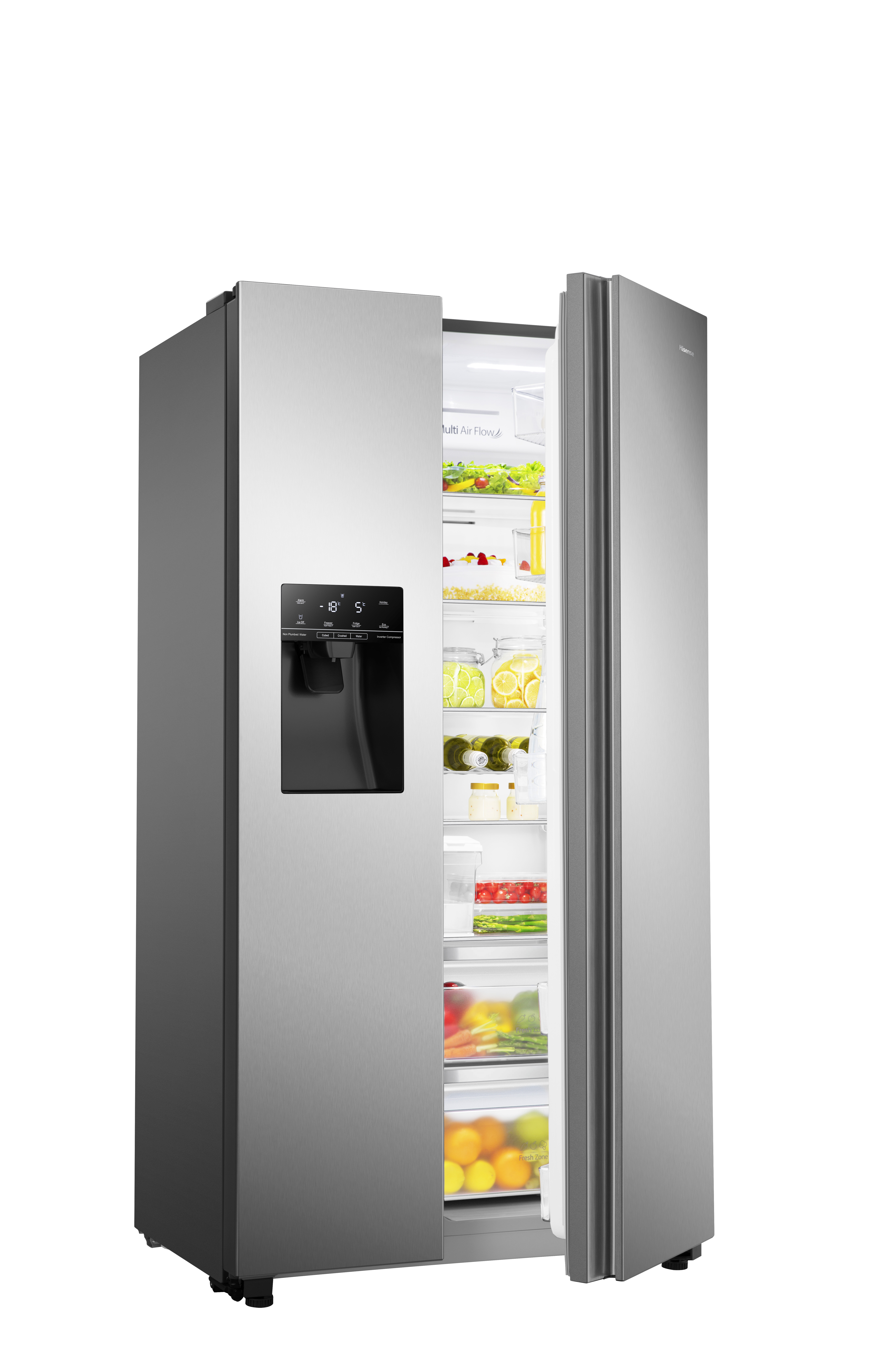 Hisense RS694N4TCF 91cm Frost Free PureFlat American Style Fridge Freezer - Stainless Steel thumbnail image