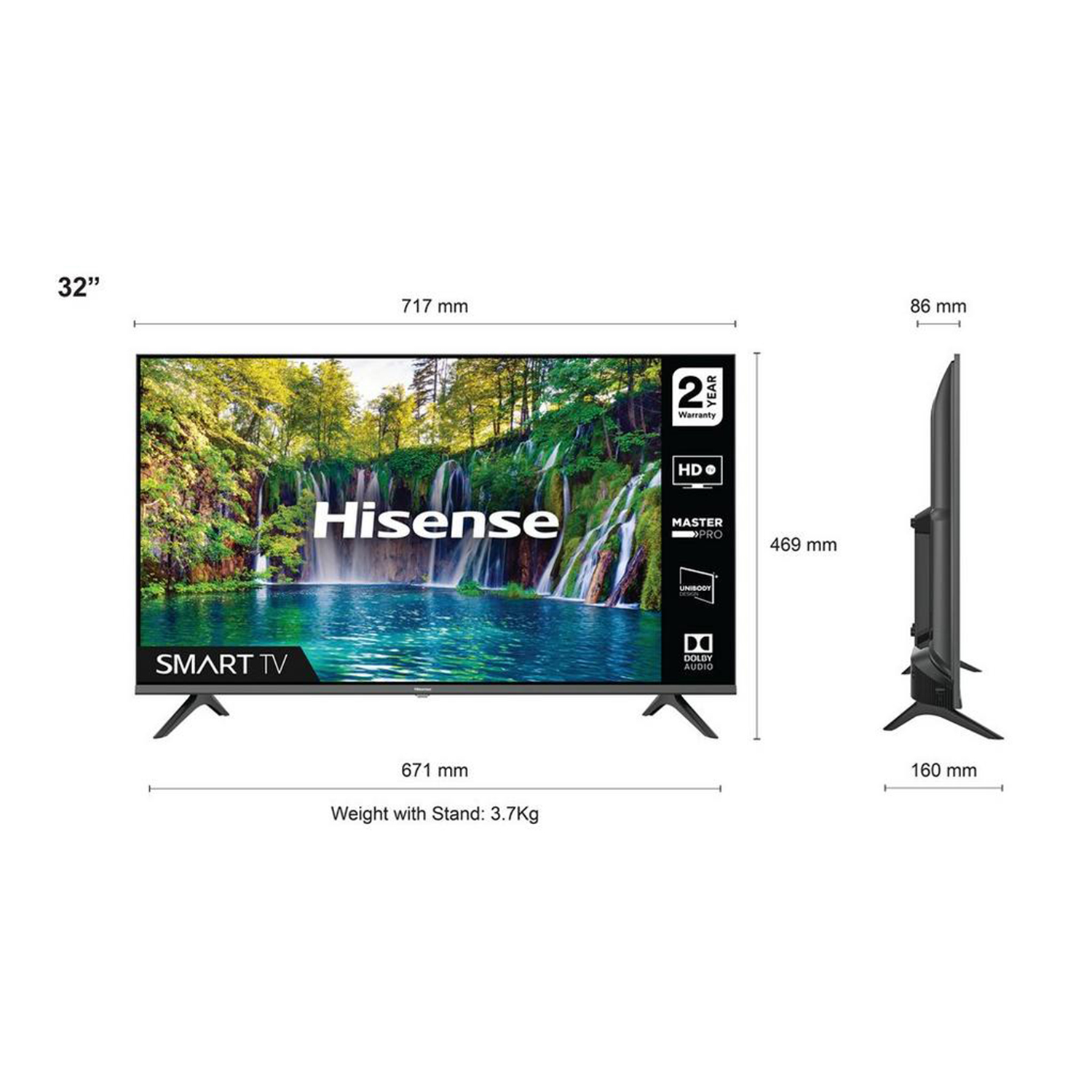 Hisense 32A5600FTUK 32" HD Ready LED Smart TV with Unibody Design & Freeview Play thumbnail image