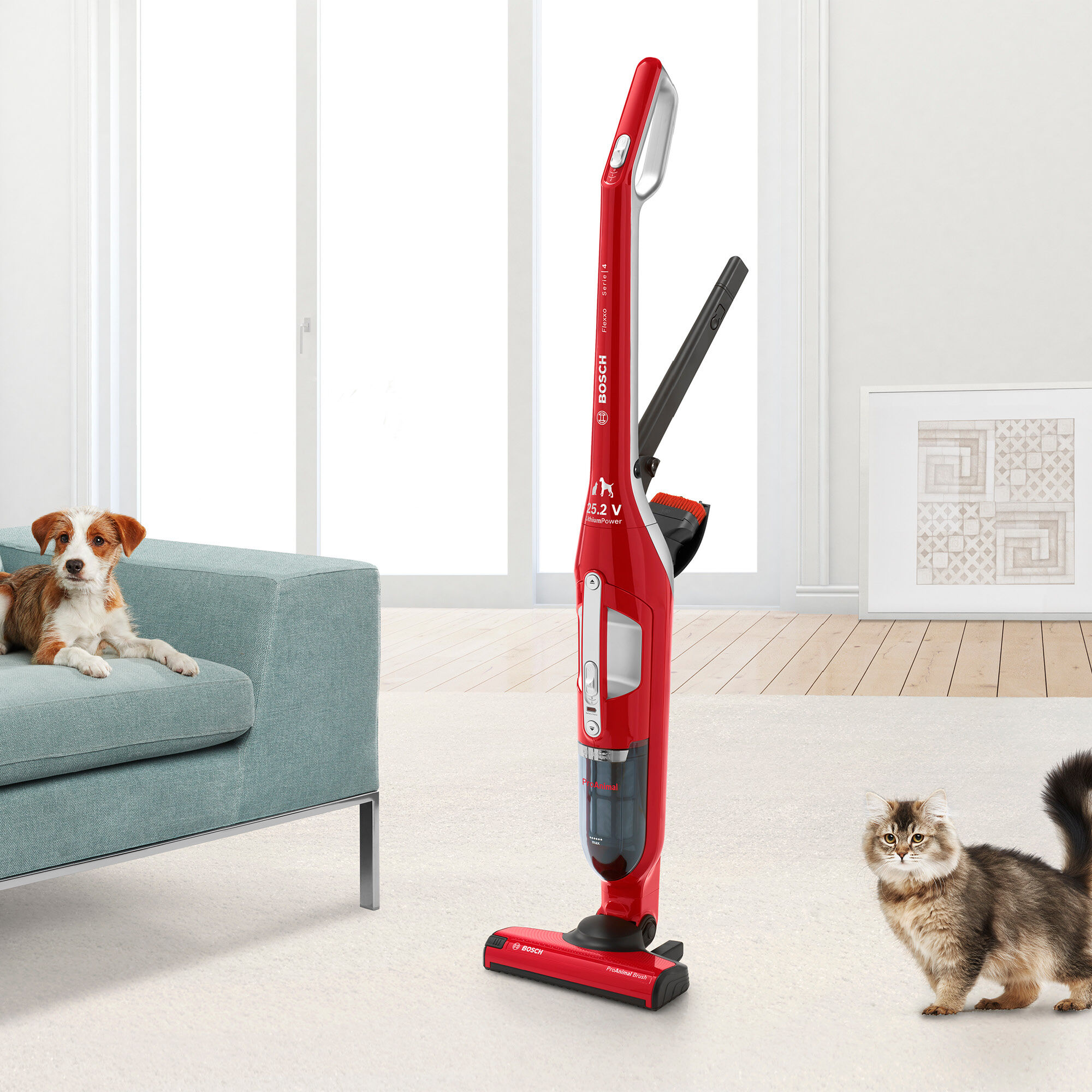 Bosch BBH3PETGB Flexxo Serie 4 ProAnimal 2in1 Cordless Upright Vacuum Cleaner - 55 Minute Run Time thumbnail image