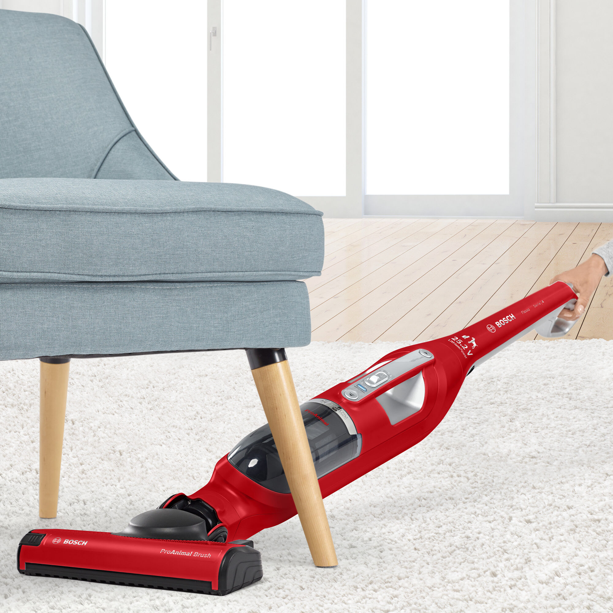Bosch BBH3PETGB Flexxo Serie 4 ProAnimal 2in1 Cordless Upright Vacuum Cleaner - 55 Minute Run Time thumbnail image