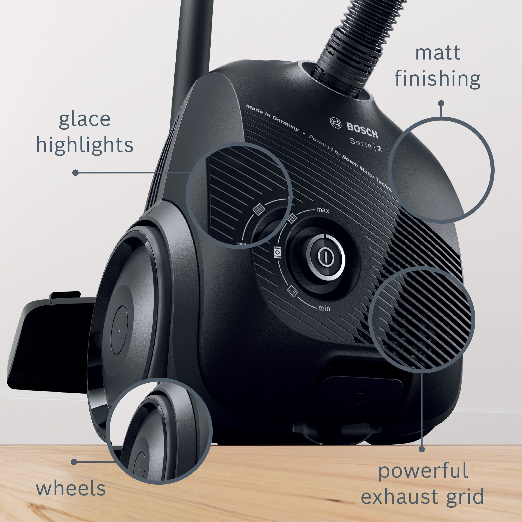Bosch BGBS2BA1GB 600W 3kg Bagged Cylinder Vacuum Cleaner - Black thumbnail image