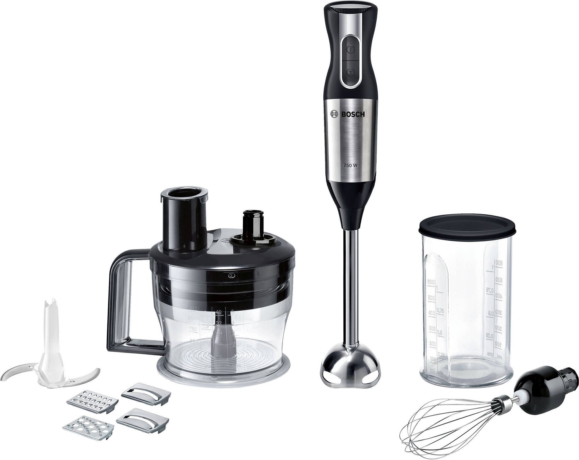 Bosch MSM6S90BGB ErgoMixx Hand Blender with Food Processor 750W - Black & Silver thumbnail image