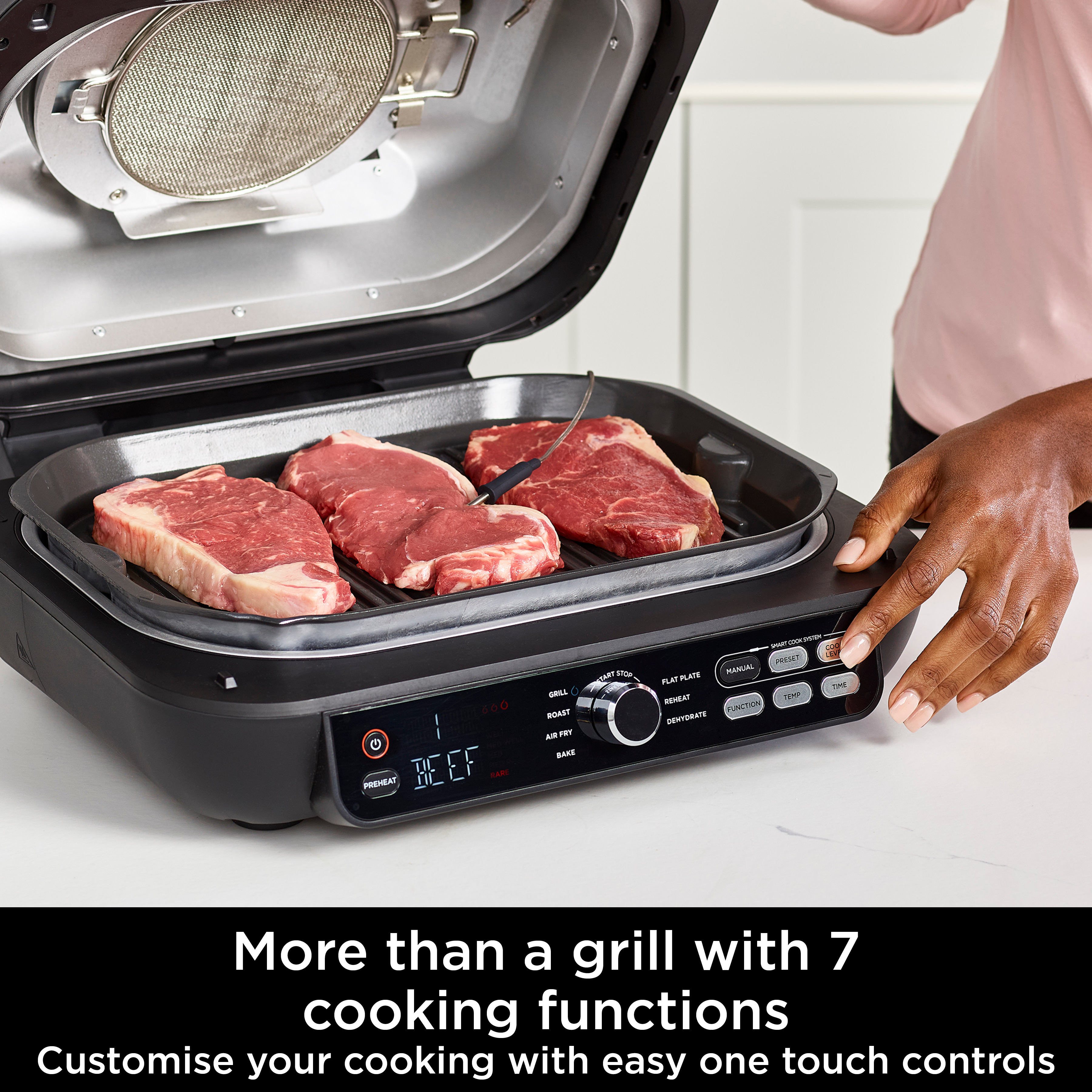 Ninja AG651UK Foodi MAX PRO Health Grill Flat Plate & Air Fryer - Black thumbnail image