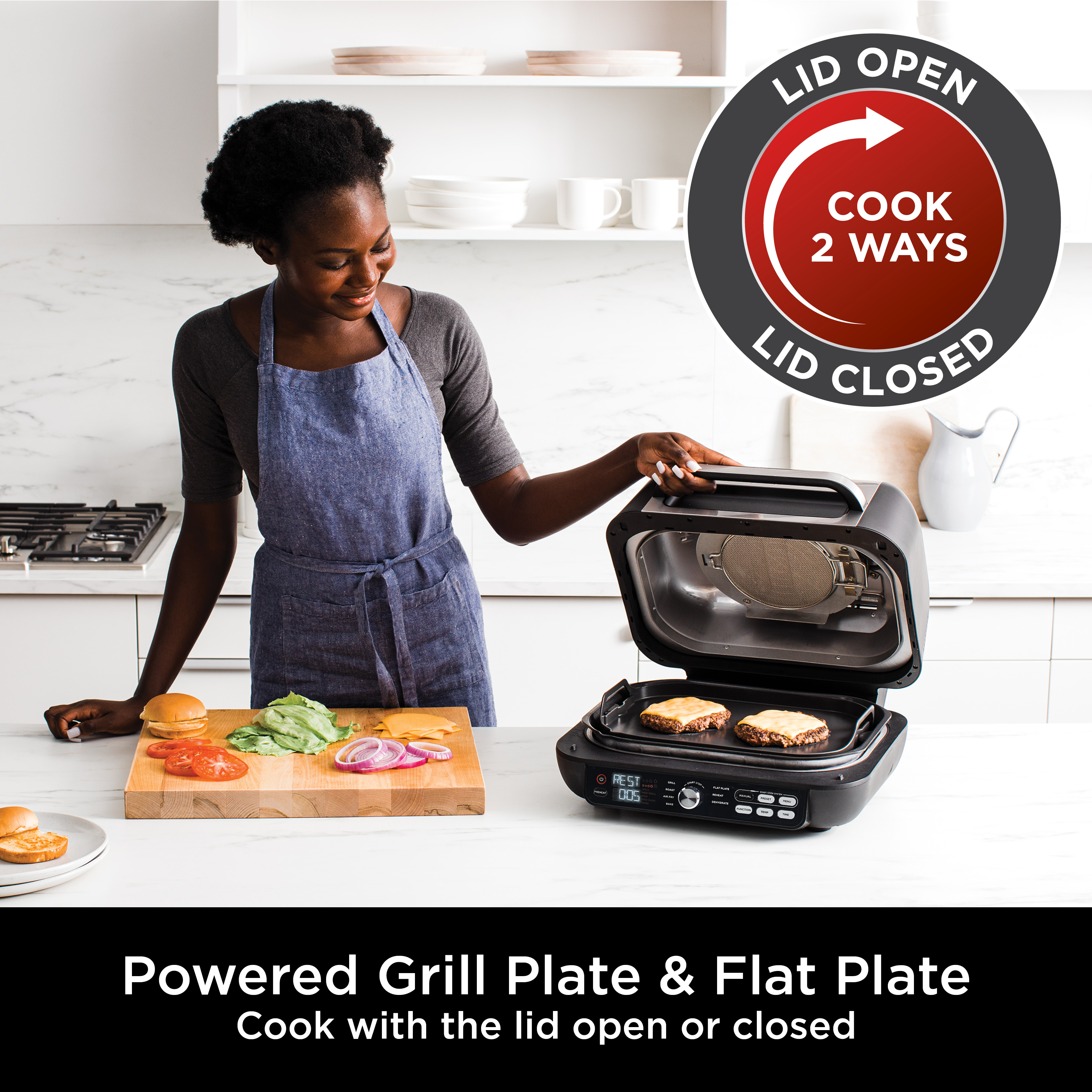 Ninja AG651UK Foodi MAX PRO Health Grill Flat Plate & Air Fryer - Black thumbnail image