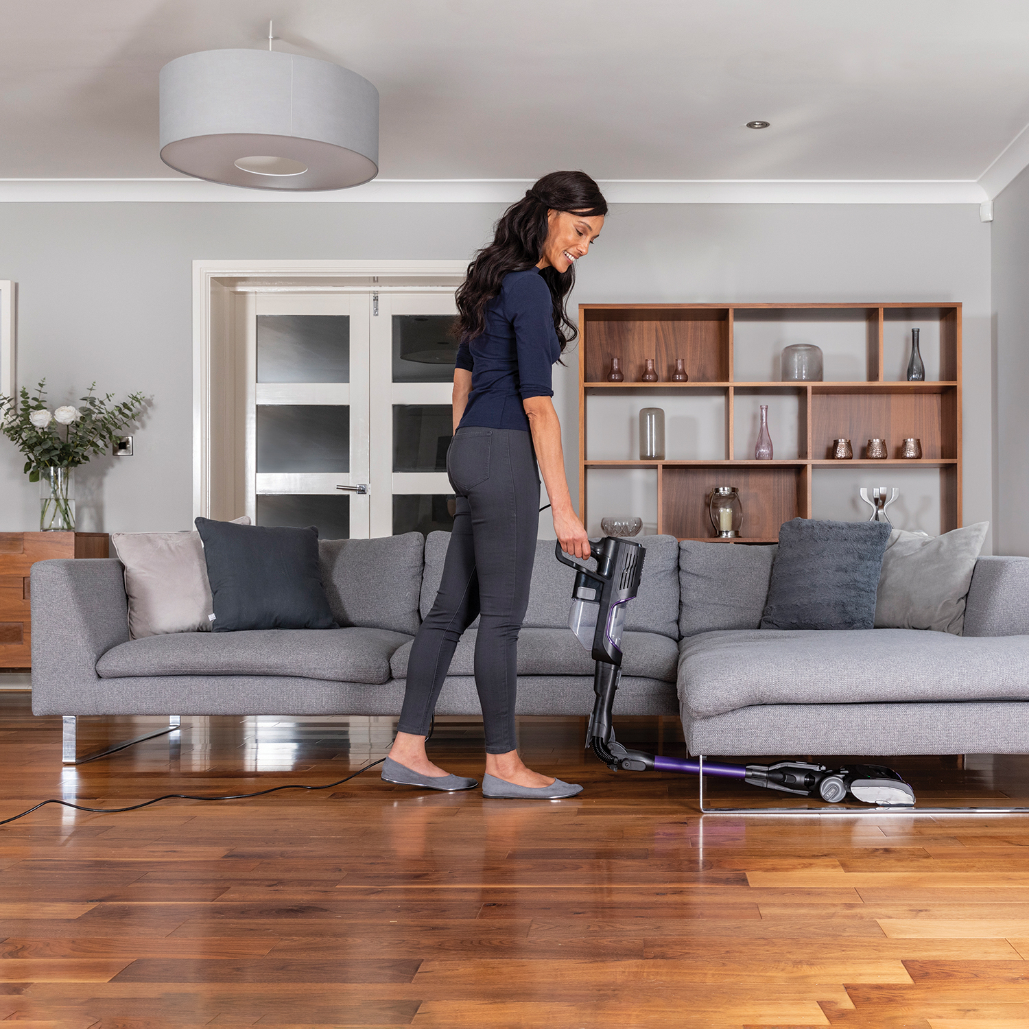 Shark HZ500UK Anti Hair Wrap Corded Stick Vacuum Cleaner with Flexology - Purple thumbnail image