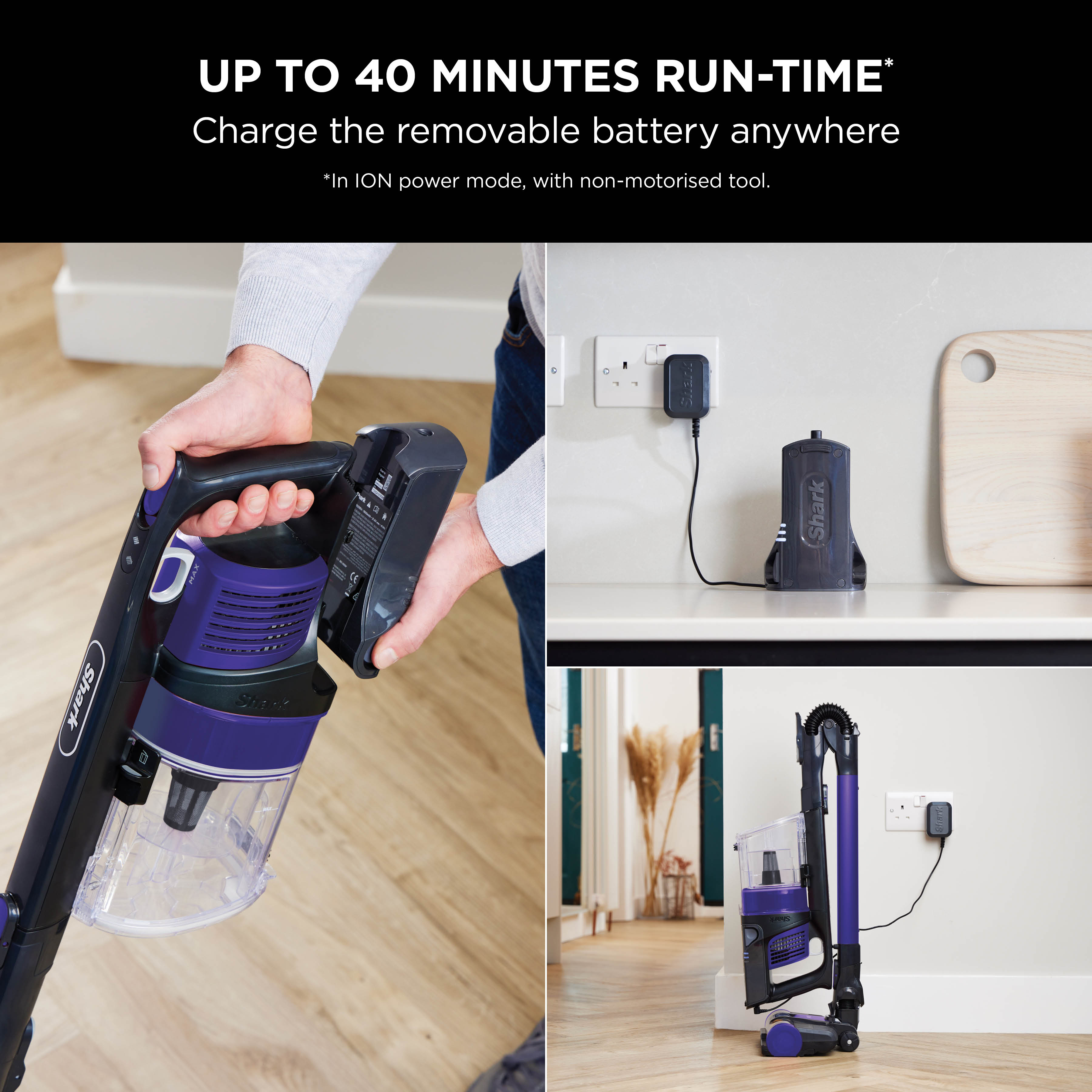 Shark IZ202UKT Cordless Stick Vacuum Cleaner - Pet Model - 40 Minutes Run Time - Purple thumbnail image