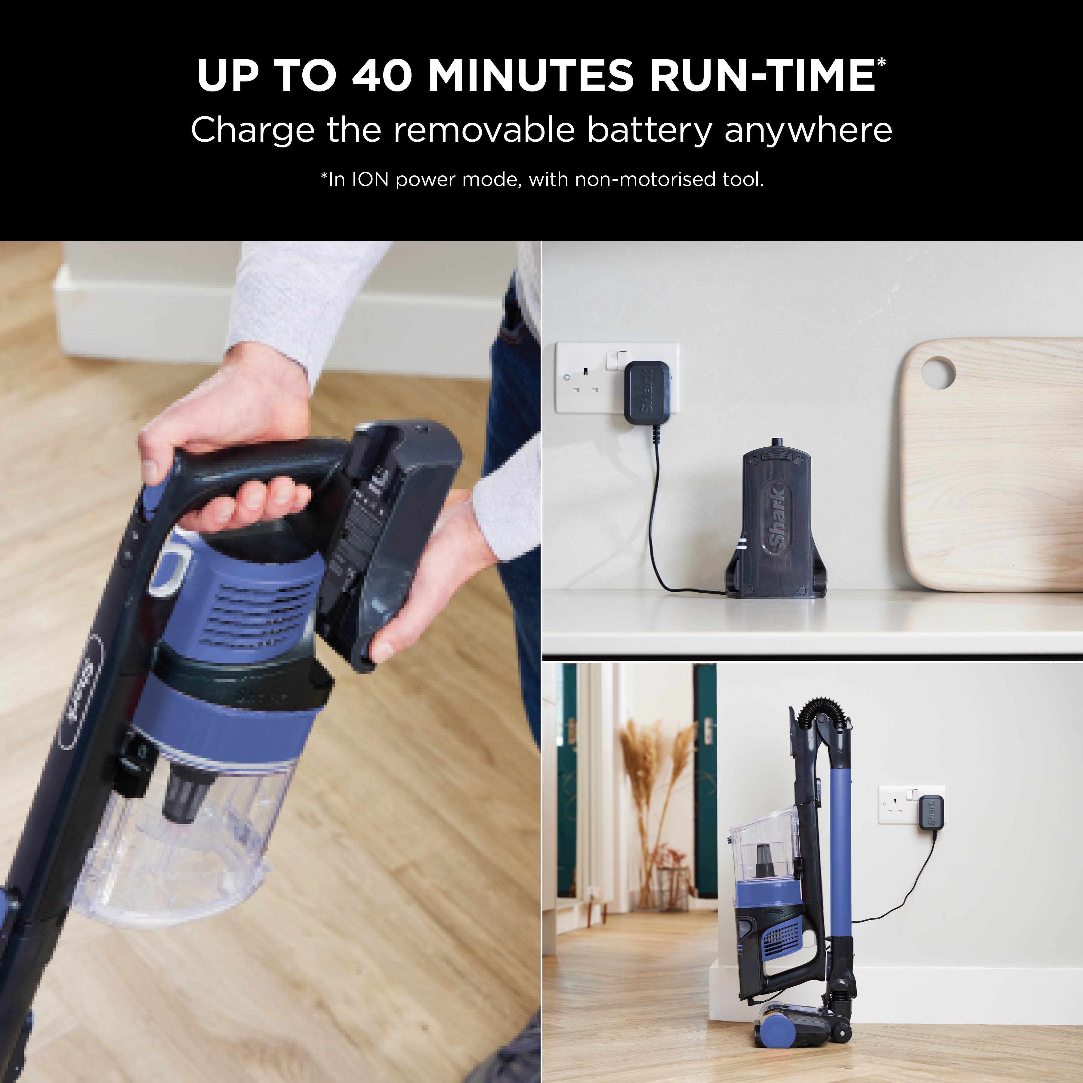 Shark IZ202UK Cordless Stick Vacuum Cleaner - 40 Minutes Run Time - Blue. thumbnail image