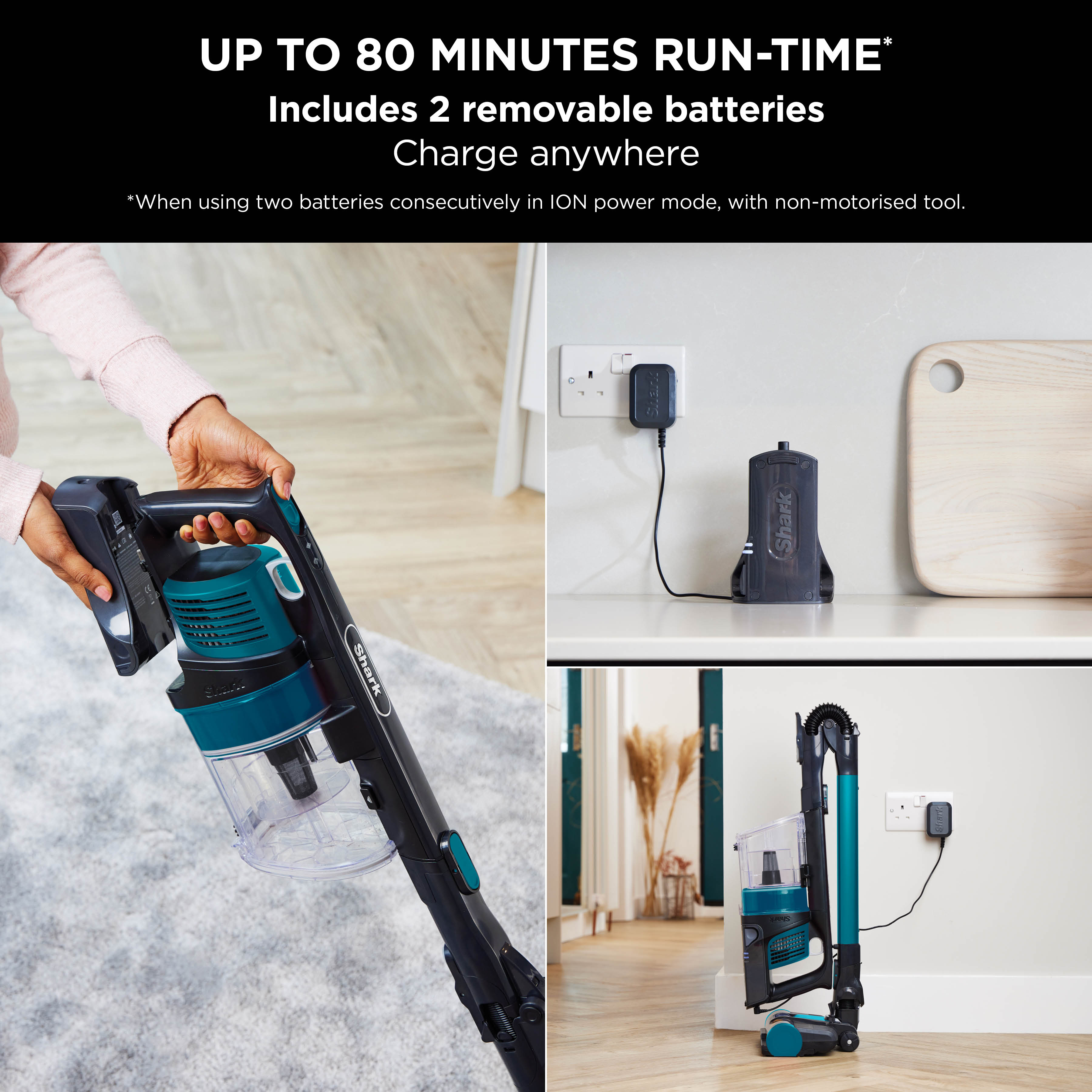 Shark IZ252UKT Cordless Stick Vacuum Cleaner - Pet Model - 80 Minutes Run Time - Blue thumbnail image