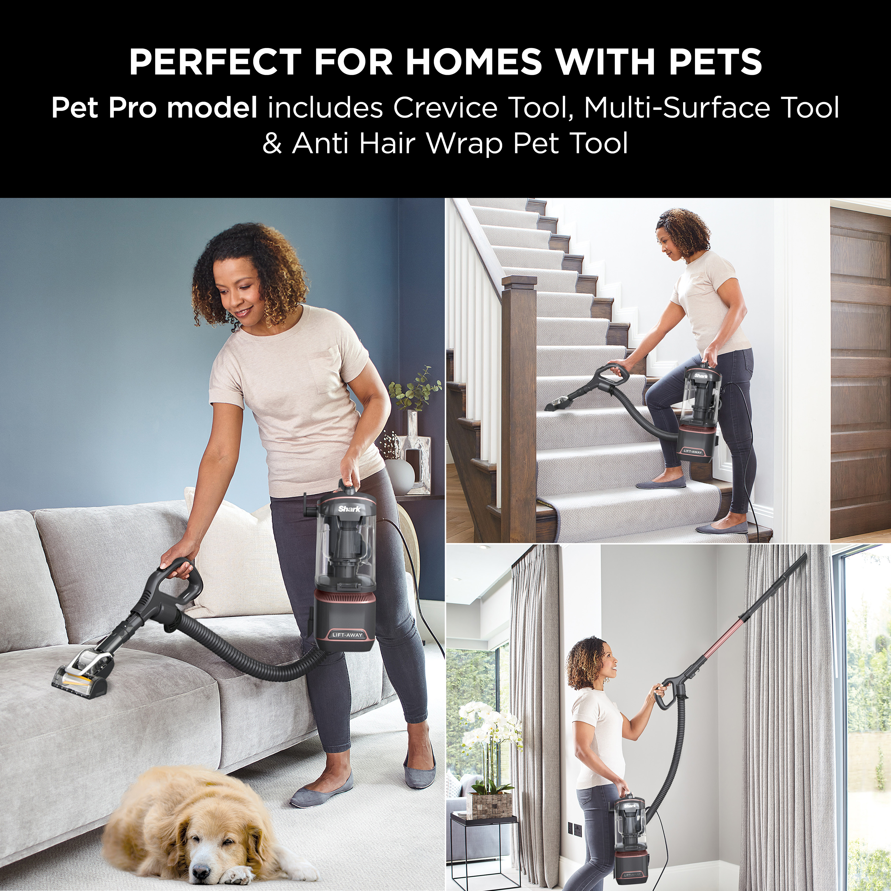 Shark NZ690UKT Anti-Hair Wrap Upright Vacuum Cleaner with Lift-Away - Pet Model - Rose Gold thumbnail image