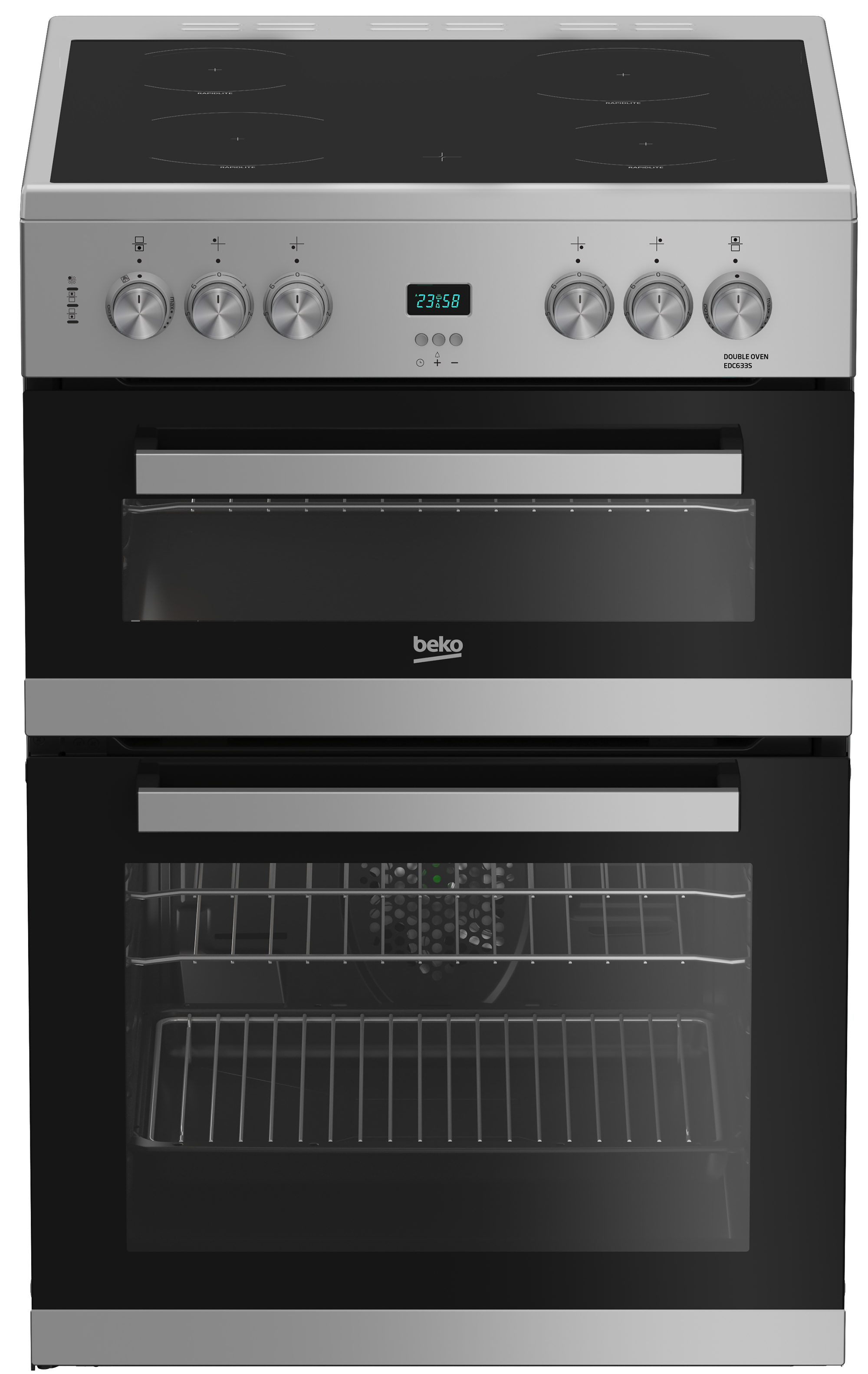 Beko EDC633S 60cm Electric Double Oven with Ceramic Hob - Silver thumbnail image